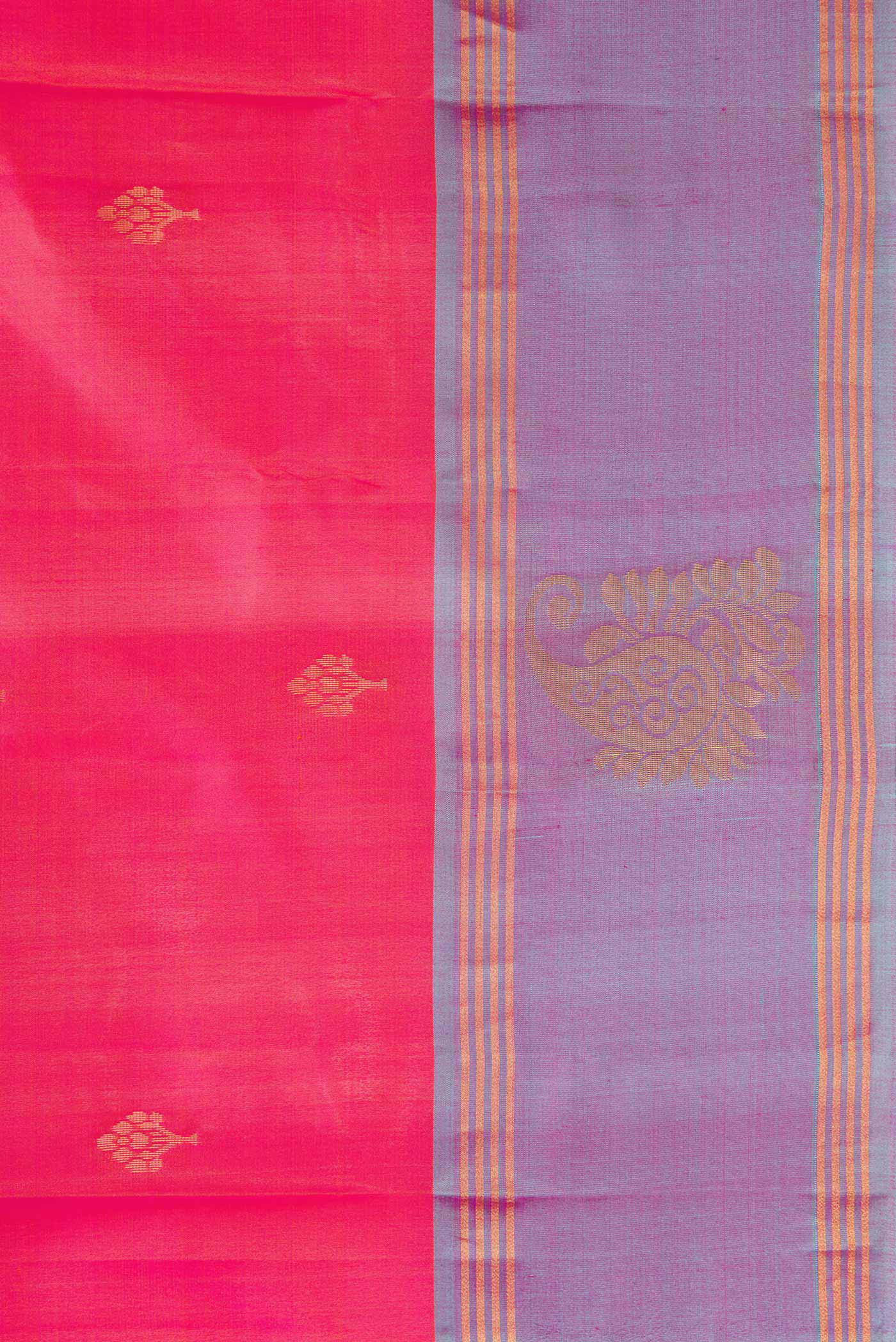 Border image of Pink Dual Tone Soft Silk Saree with Zari Butta on the body and Fancy Border. 