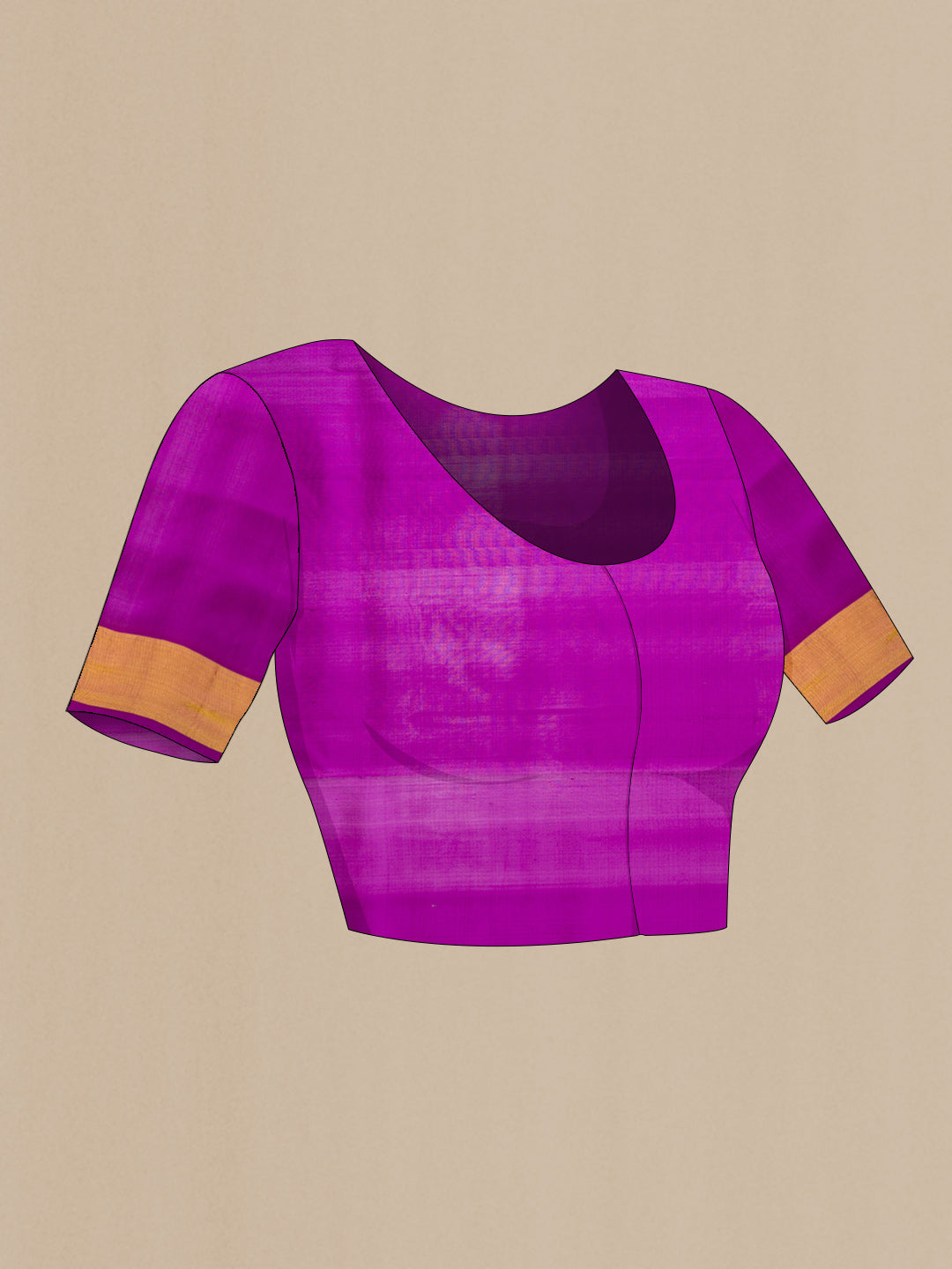 Close up image of the blouse of Pink Dual Tone Soft Silk Saree with Zari Butta on the body and Zari Border. 