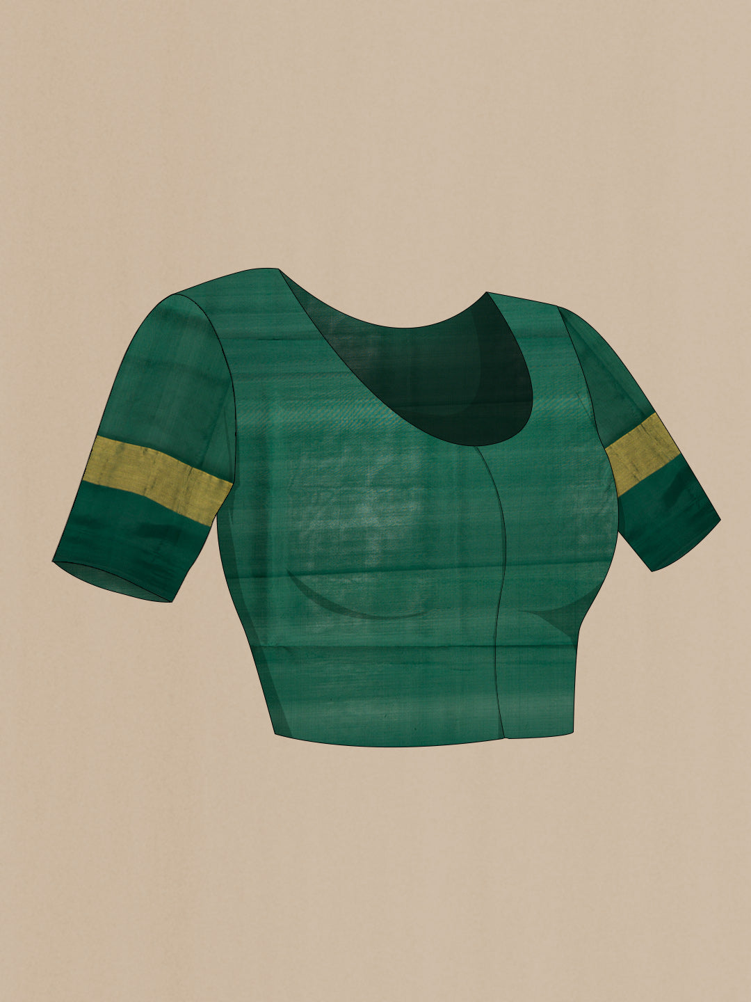 Close up image of the blouse of Red Dual Tone Soft Silk Saree with Zari Butta on the body and Zari Border. 