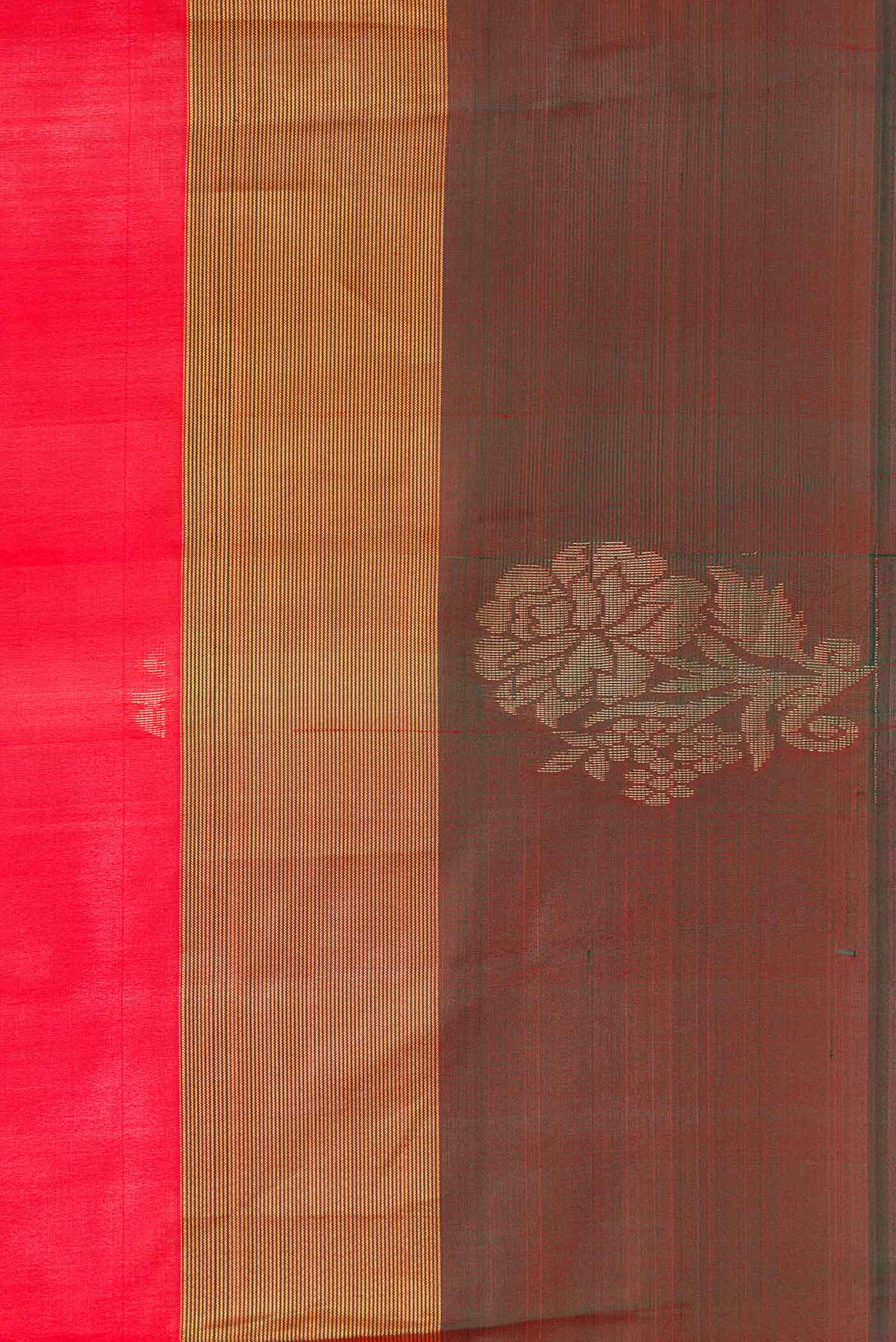 Border image of Red Dual Tone Soft Silk Saree with Zari Butta on the body and Zari Border. 