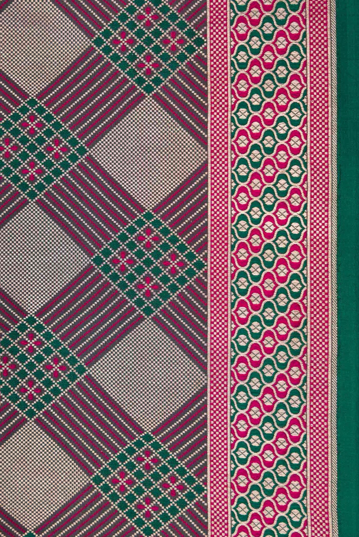 Border image of Dark Pink Dual Tone Banarasi Silk Saree with Zari Brocade on the body and Fancy Border