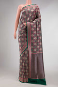 Dark Pink Dual Tone Banarasi Silk Saree with Zari Brocade on the body and Fancy Border displayed on a mannequin