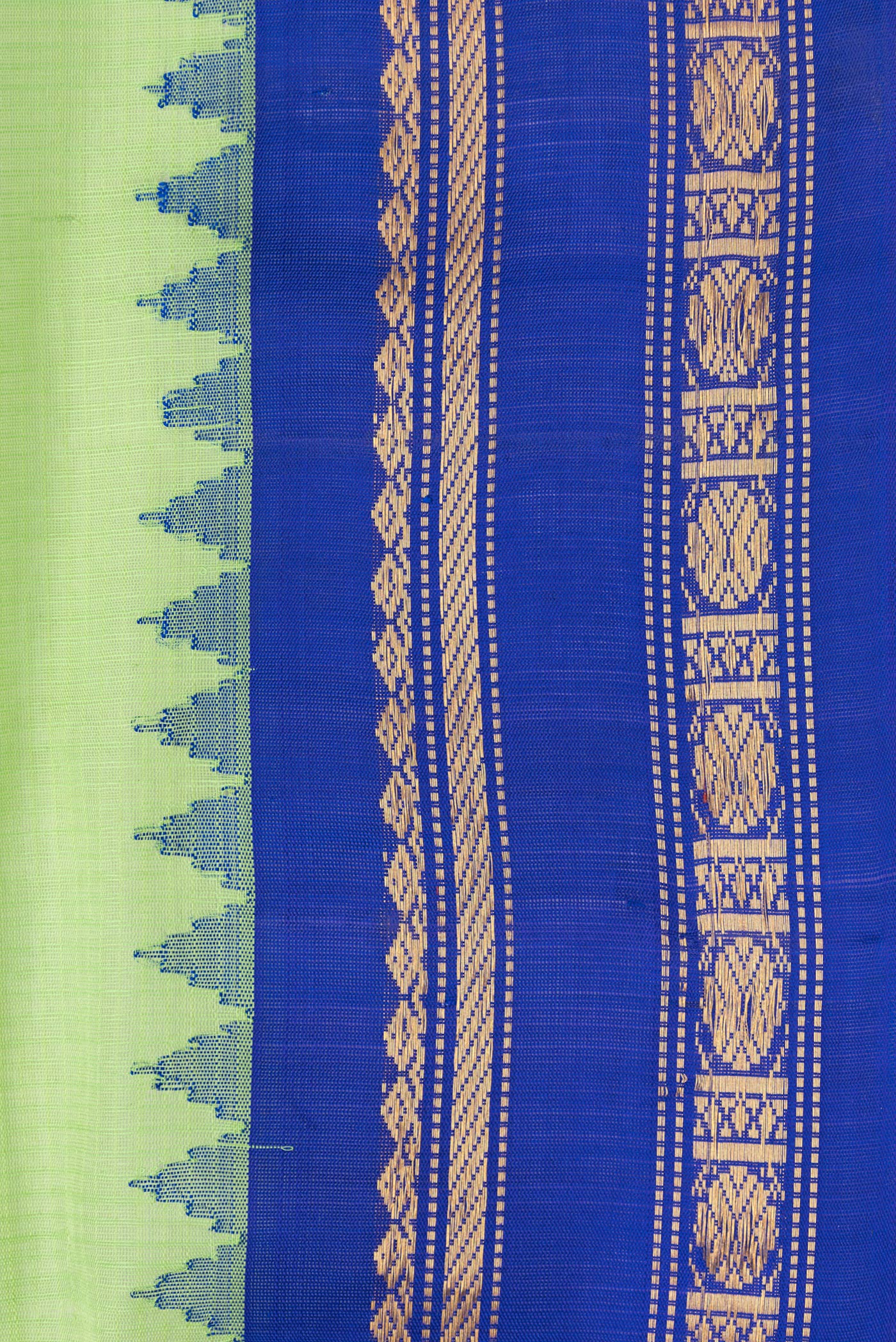 Border image of Parrot Green Dual Tone Gadwal Silk Saree with Checked design on the body and Zari Border. 