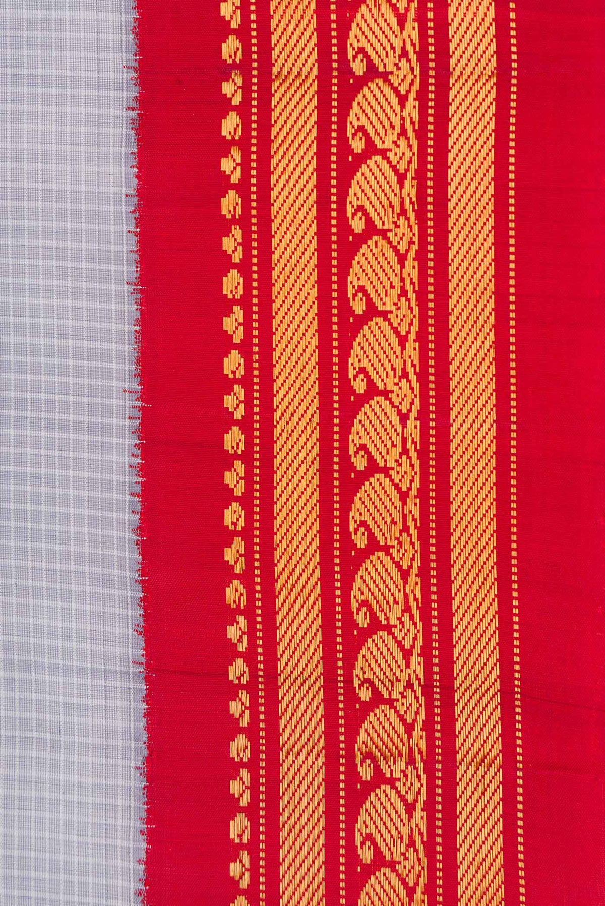 Border image of Light Blue Dual Tone Gadwal cotton Saree with Checked design on the body and Zari Border