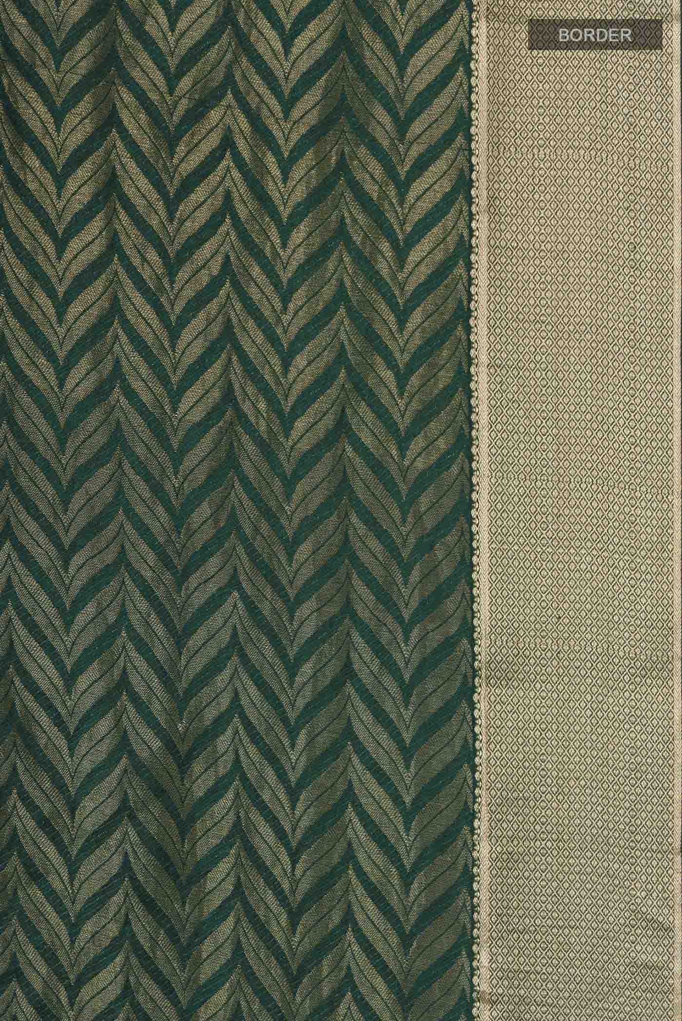 Border image of Green Mysore Crepe Saree with Zari Brocade on the body and Zari Border