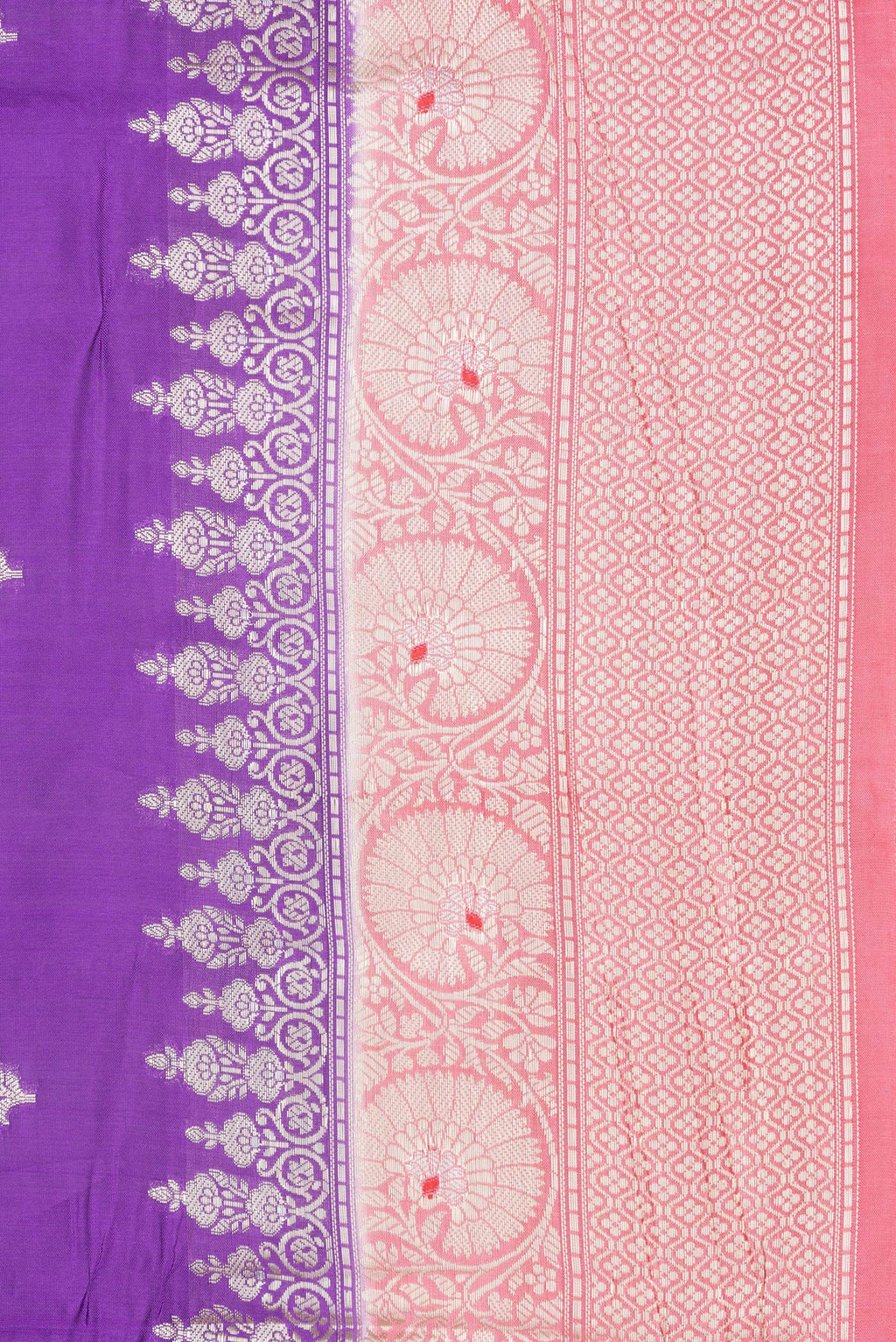 Border image of Purple Dual Tone Tussar Silk Saree with Zari Butta on the body and Zari Border. 