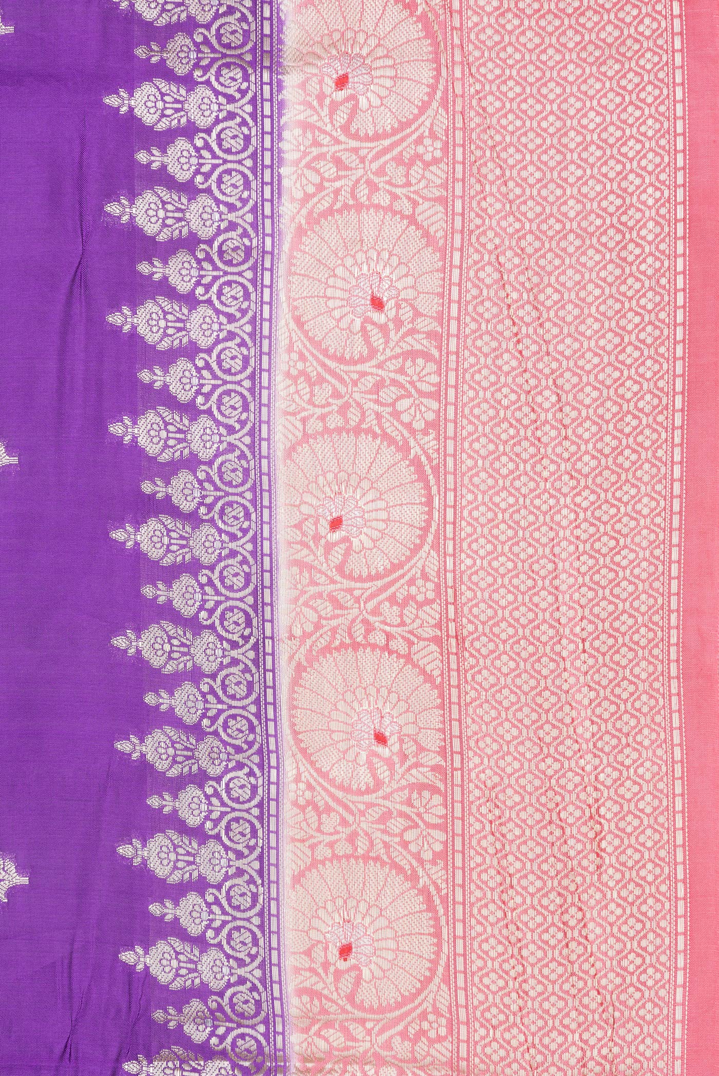 Border image of Purple Dual Tone Tussar Silk Saree with Zari Butta on the body and Zari Border. 