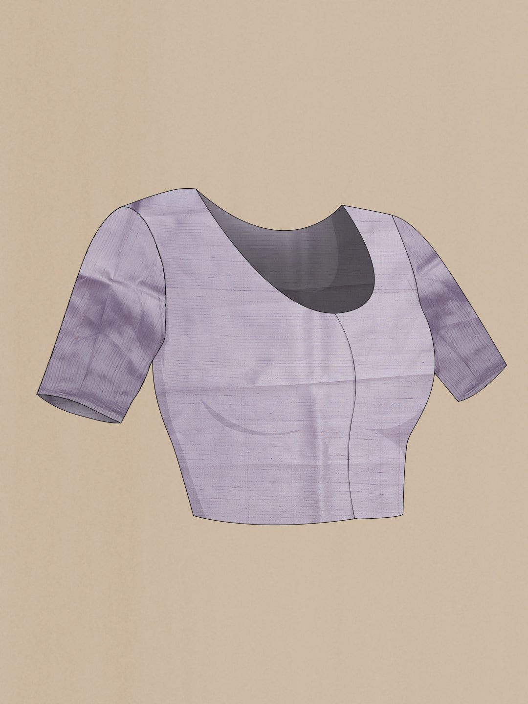 Close up image of the blouse of Grey Dual Tone Tussar Silk Saree with Zari Butta on the body and Fancy Border. 