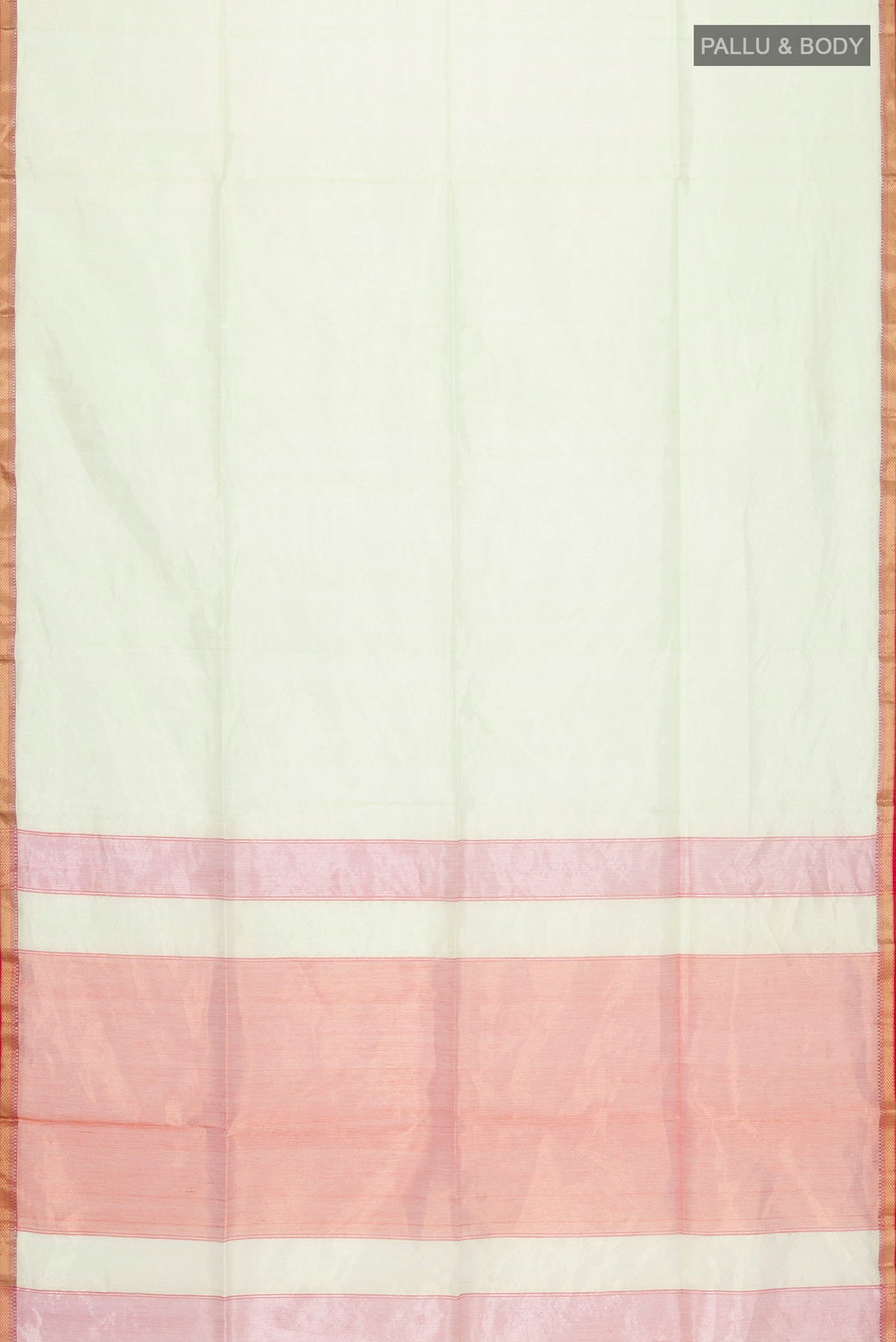 Flat view of Green Maheshwari Silk Cotton Saree with Stripes on the body and Zari Border