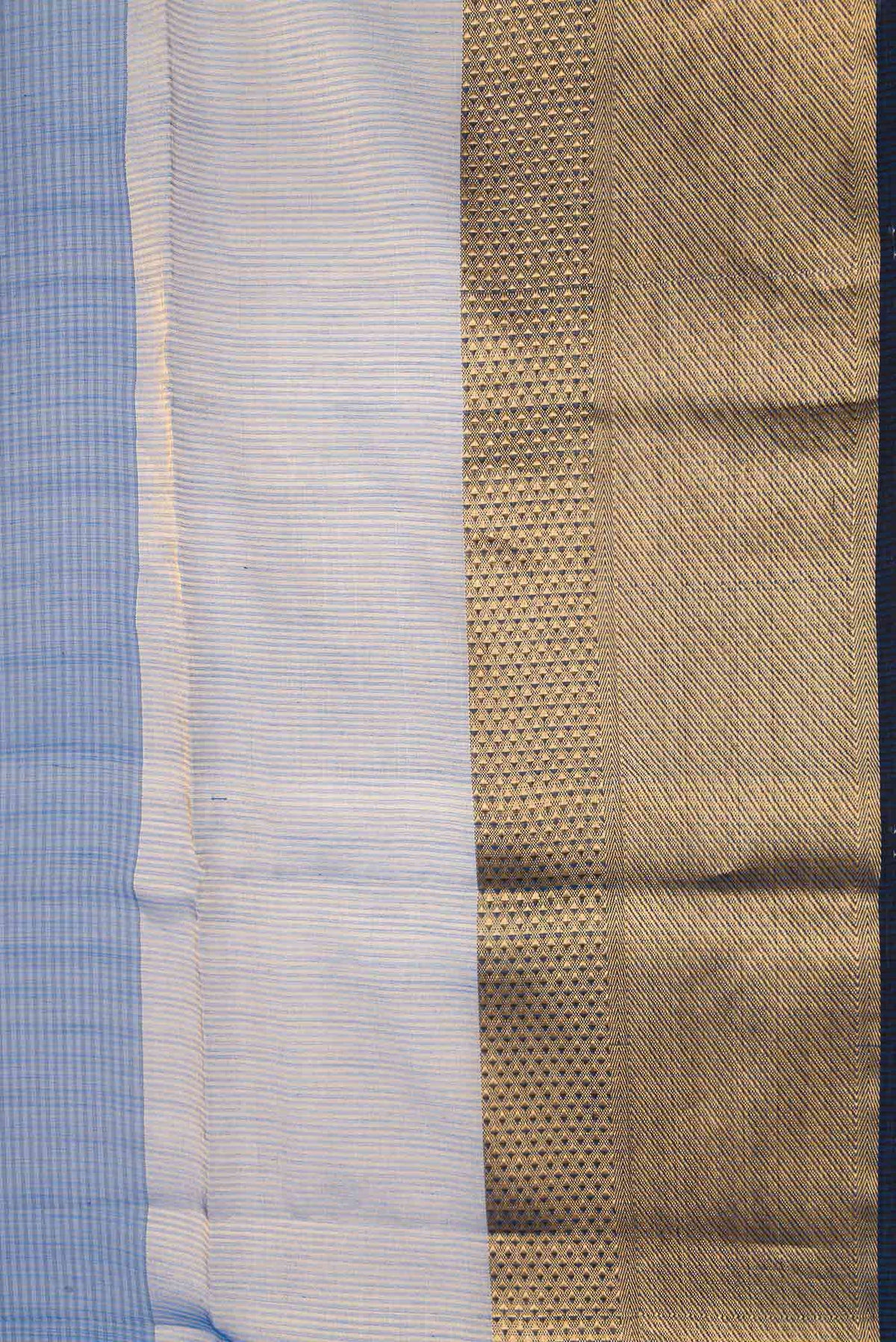 Border image of Navy Blue Dual Tone Maheshwari Silk Saree with Stripes on the body and Zari Border