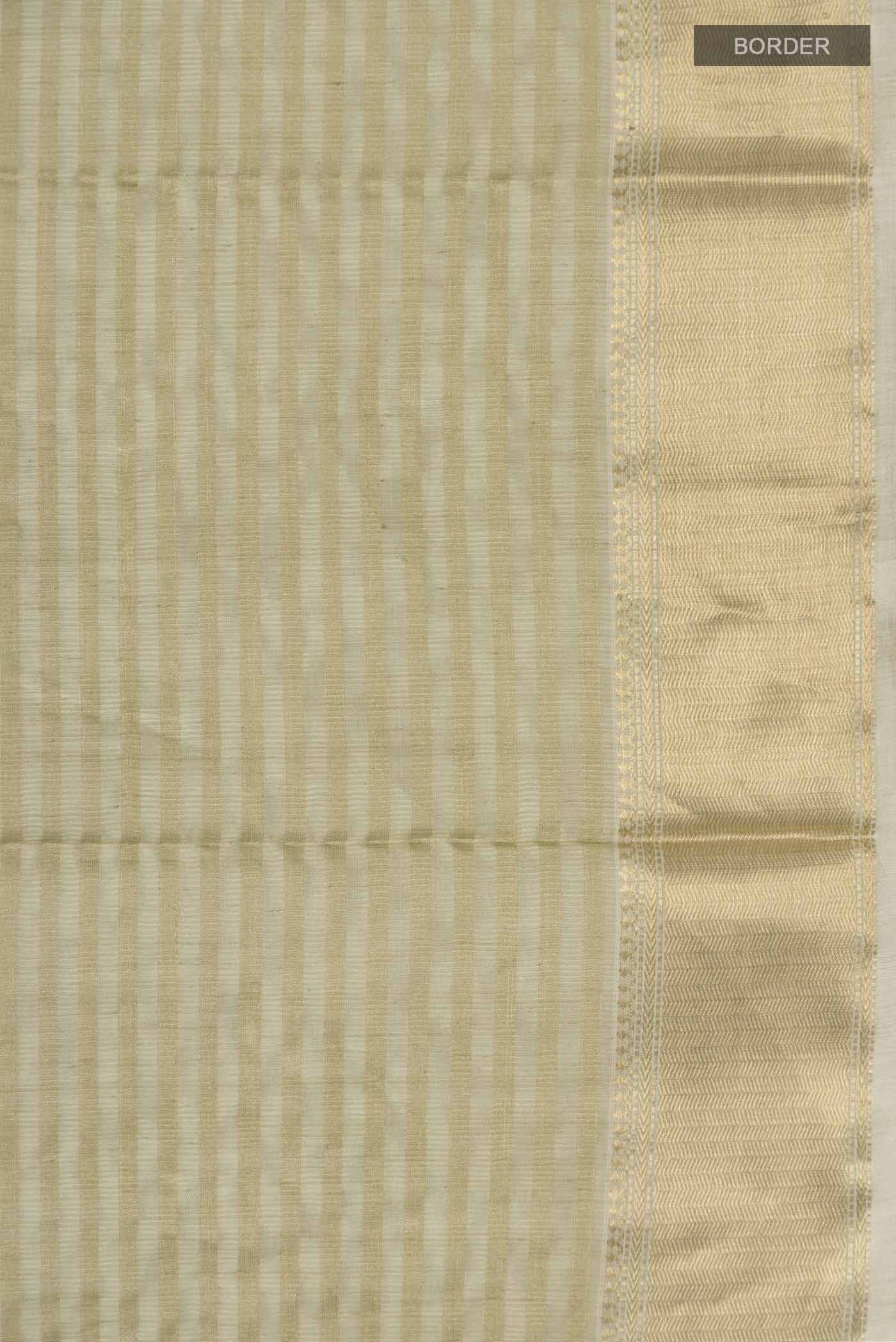 Border image of Sage Green Maheshwari Silk Saree with Stripes on the body and Zari Border