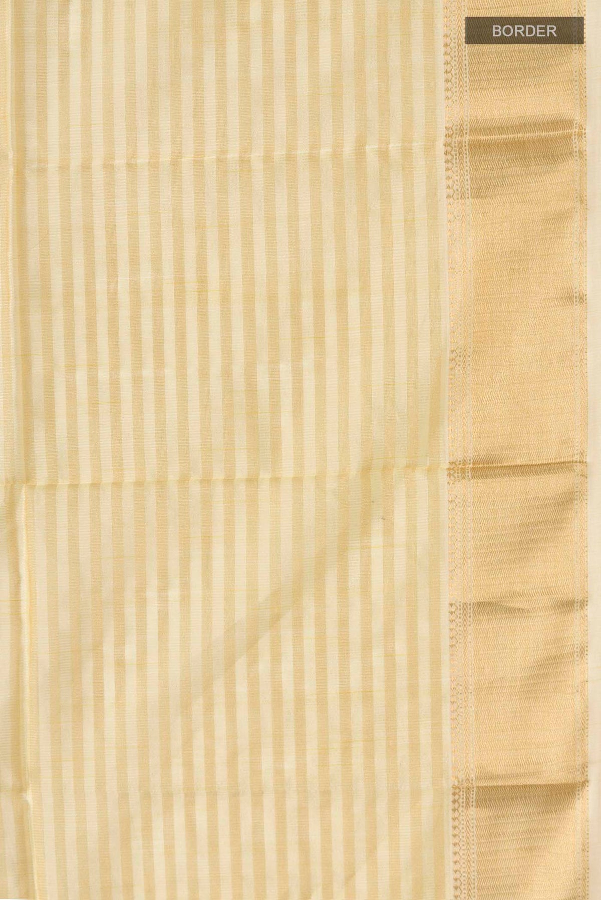 Border image of Cream Banarasi Raw Silk Saree with Stripes on the body and Zari Border