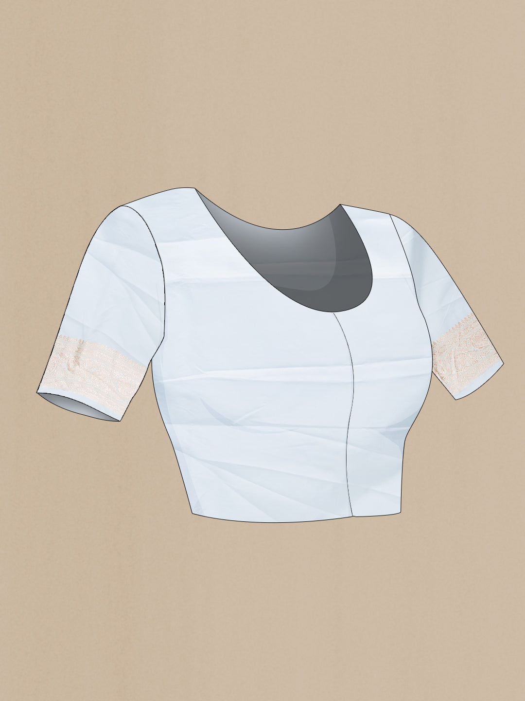 Close up image of the blouse of Blue Dual Tone Blended Banarasi Silk Saree with Zari Brocade on the body and Zari Border. 