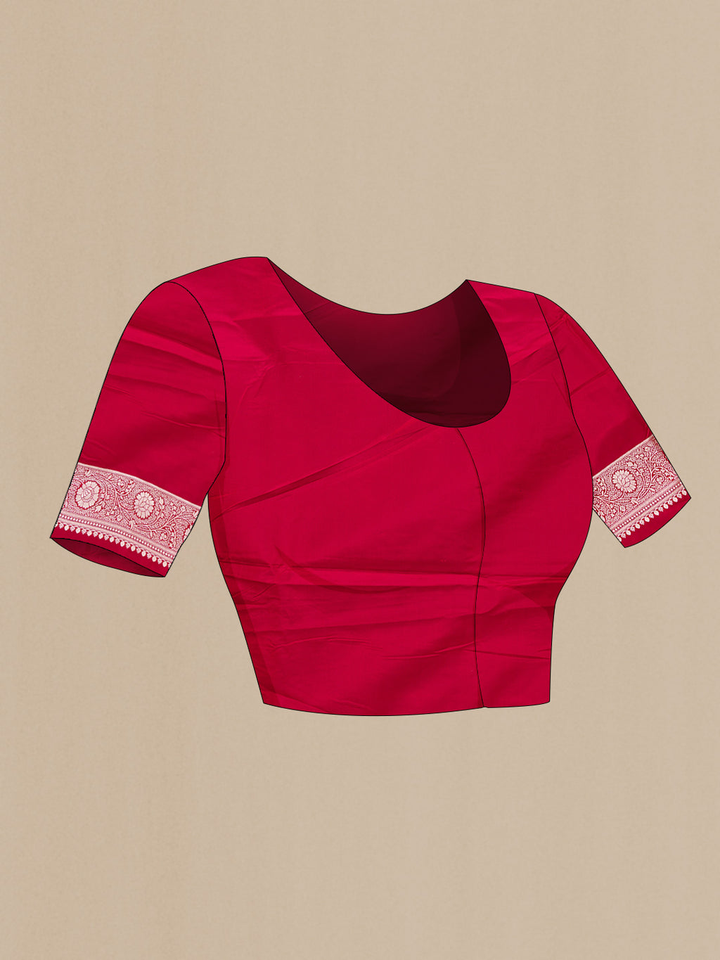 Close up image of the blouse of Maroon Dual Tone Blended Banarasi Silk Saree with Zari Butta on the body and Zari Border. 