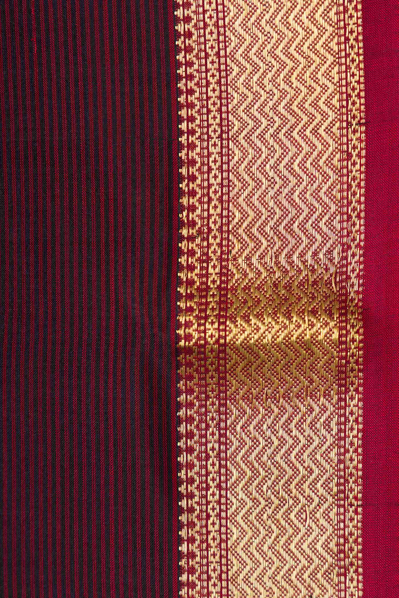 Border image of Brown Dual Tone Maheshwari Silk Saree with Stripes on the body and Zari Border