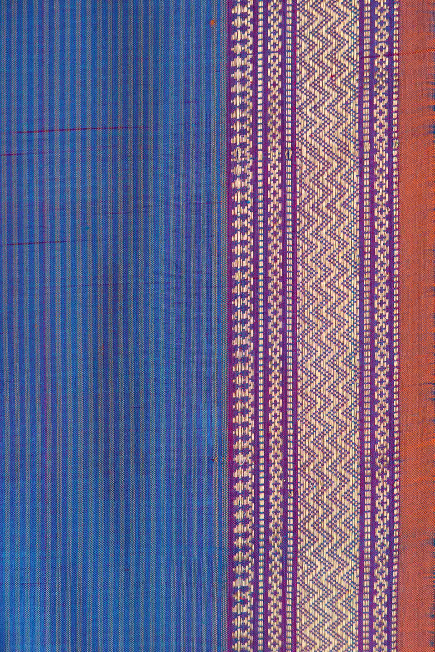 Border image of Blue Dual Tone Maheshwari Silk Saree with Stripes on the body and Zari Border