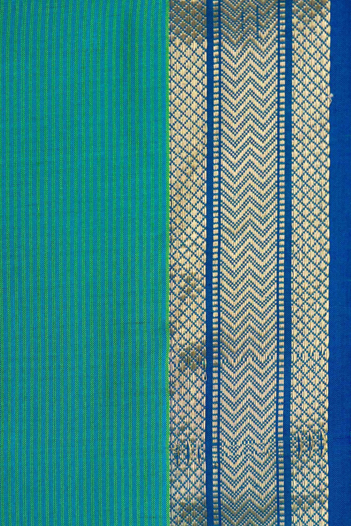 Border image of Green Dual Tone Maheshwari Silk Saree with Stripes on the body and Zari Border