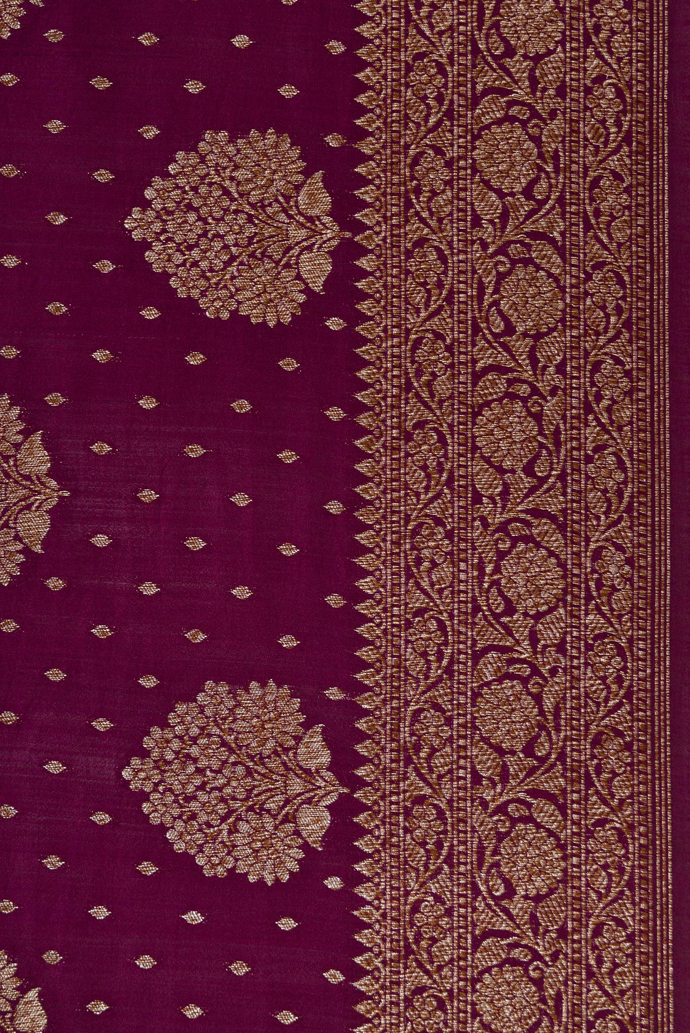 Border image of Burgundy Dual Tone Tussar Silk Saree with Zari Brocade on the body and Zari Border. 
