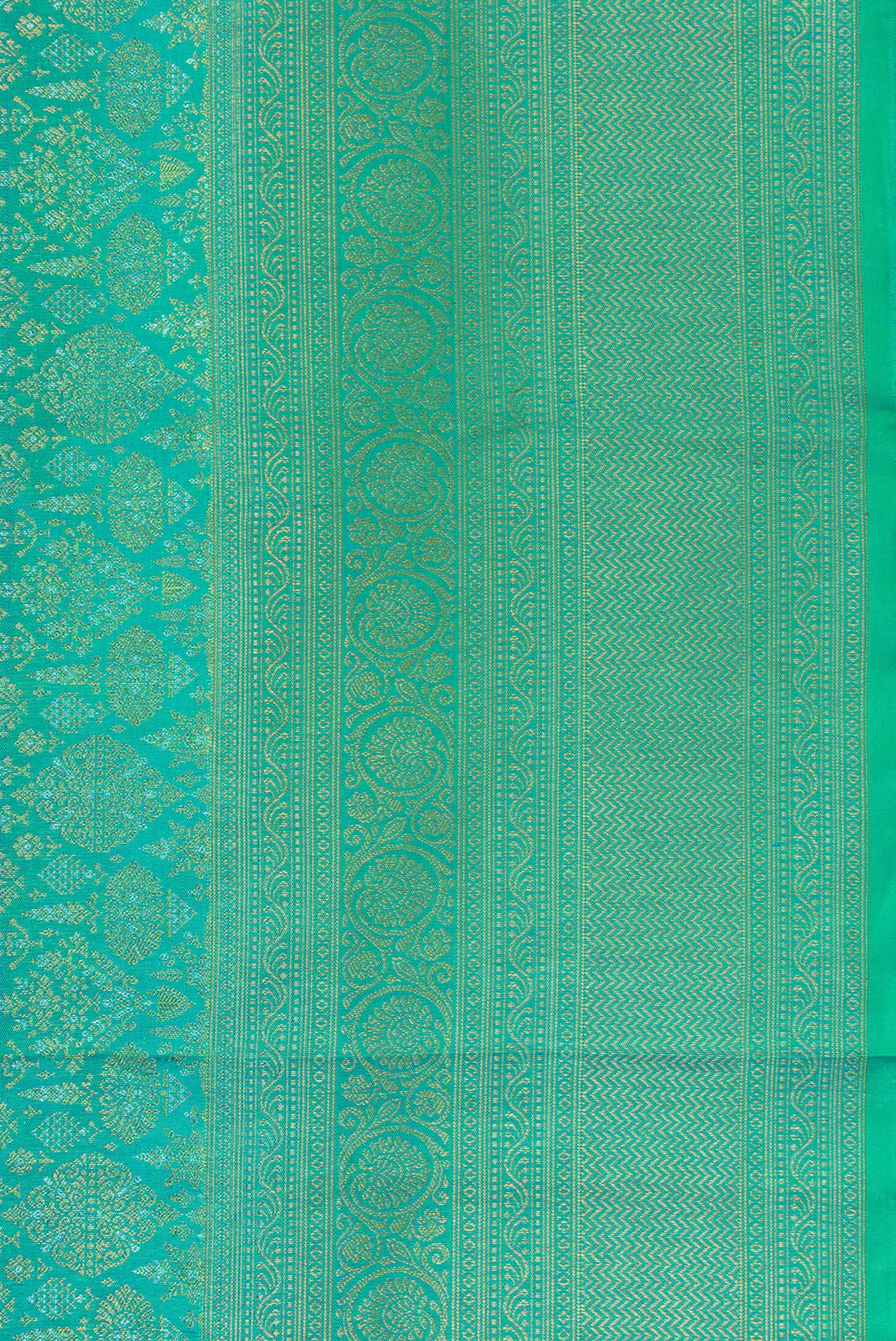 Border image of Sea Green Dual Tone Kanchipuram Silk Saree with Zari Brocade on the body and Fancy Border. 
