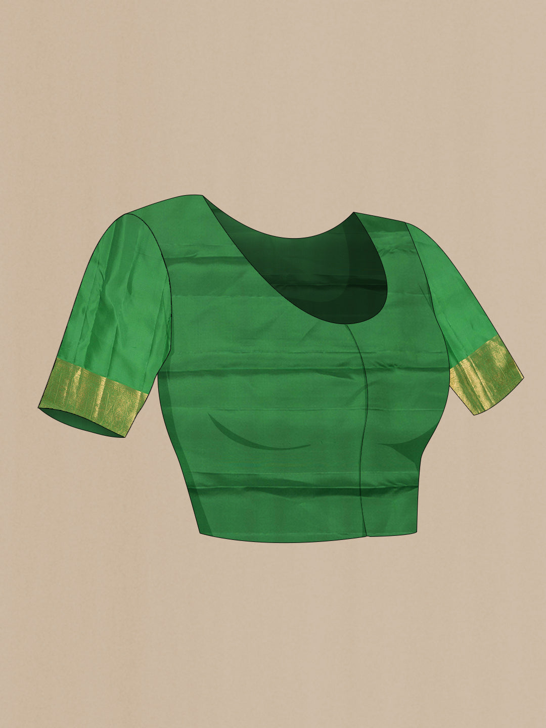 Close up image of the blouse of Yellow Dual Tone Kanchipuram Saree with Zari Brocade on the body and Zari Border