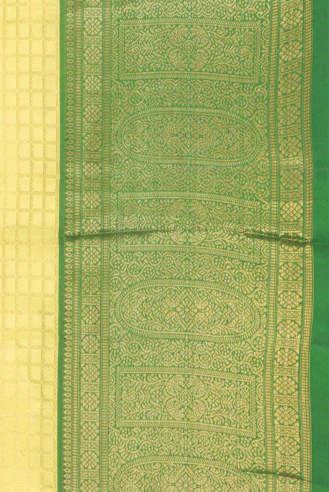Border image of Yellow Dual Tone Kanchipuram Saree with Zari Brocade on the body and Zari Border