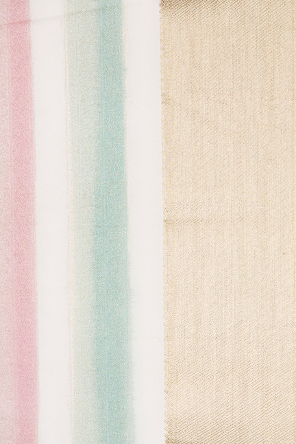 Border image of Pink and Green Color Mysore Silk Saree with Stripes on the body and Zari Border. 