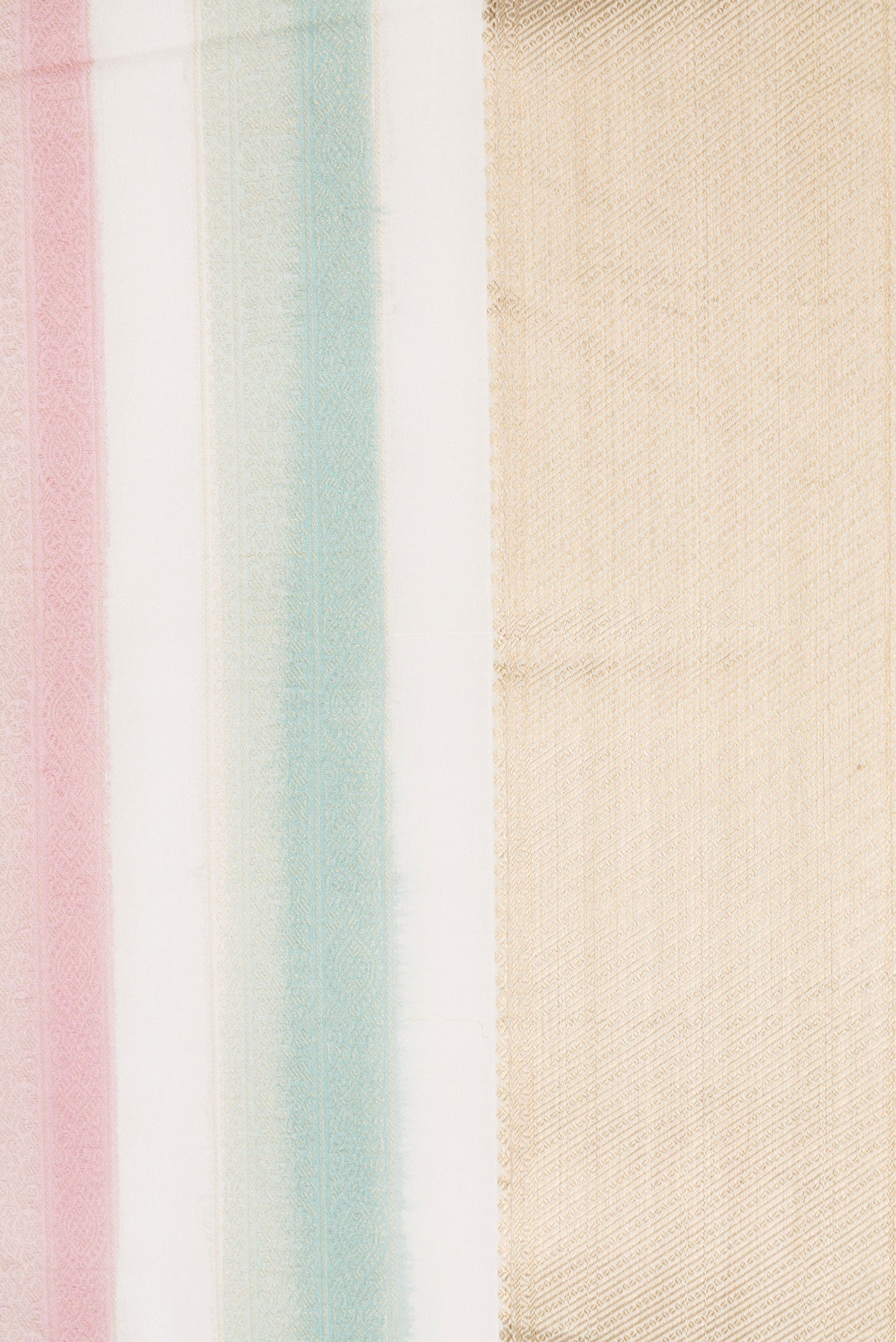 Border image of Pink and Green Color Mysore Silk Saree with Stripes on the body and Zari Border. 