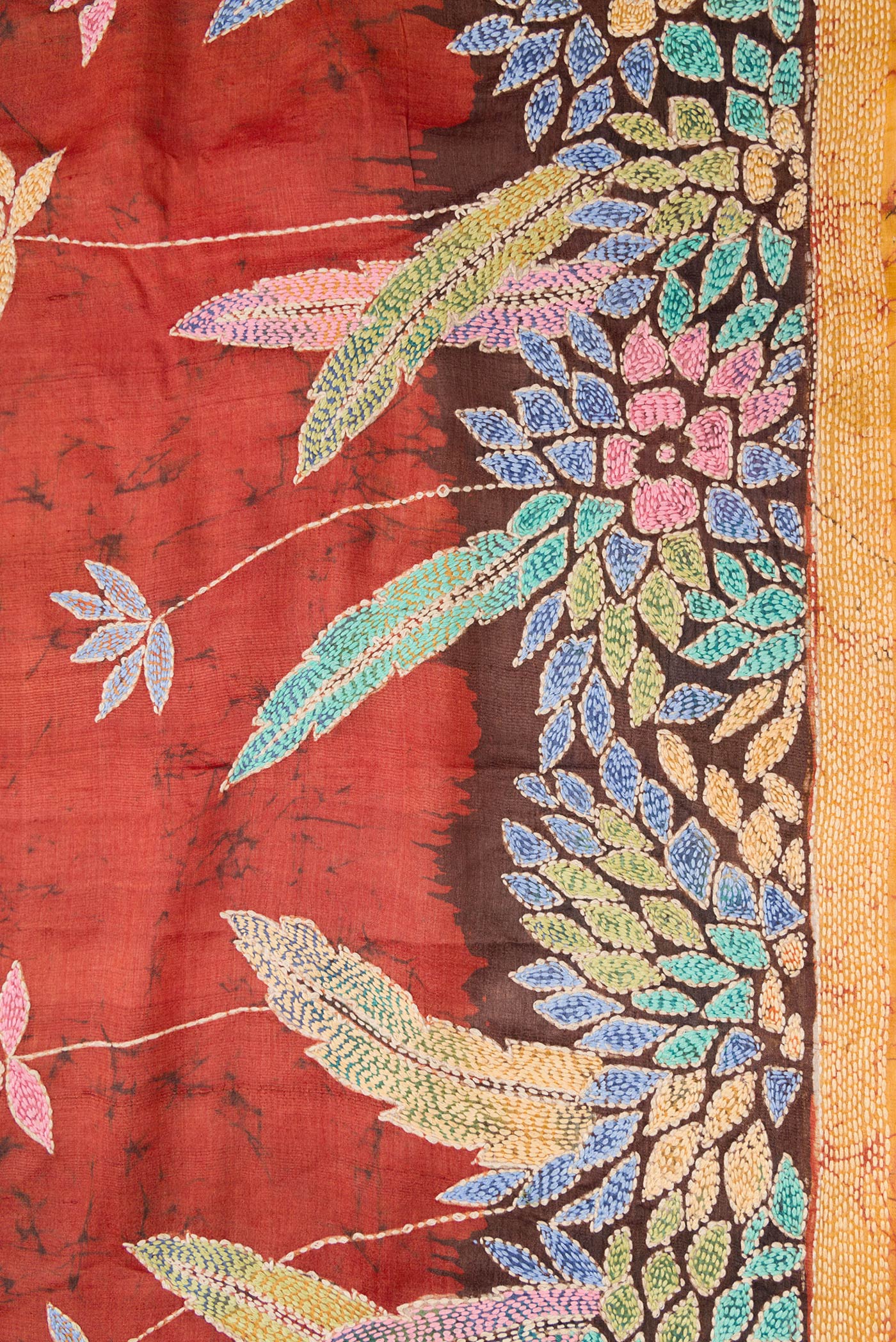 Border image of Brown Dual Tone Tussar Silk Saree with Embroidery on the body and Embroidery Border. 