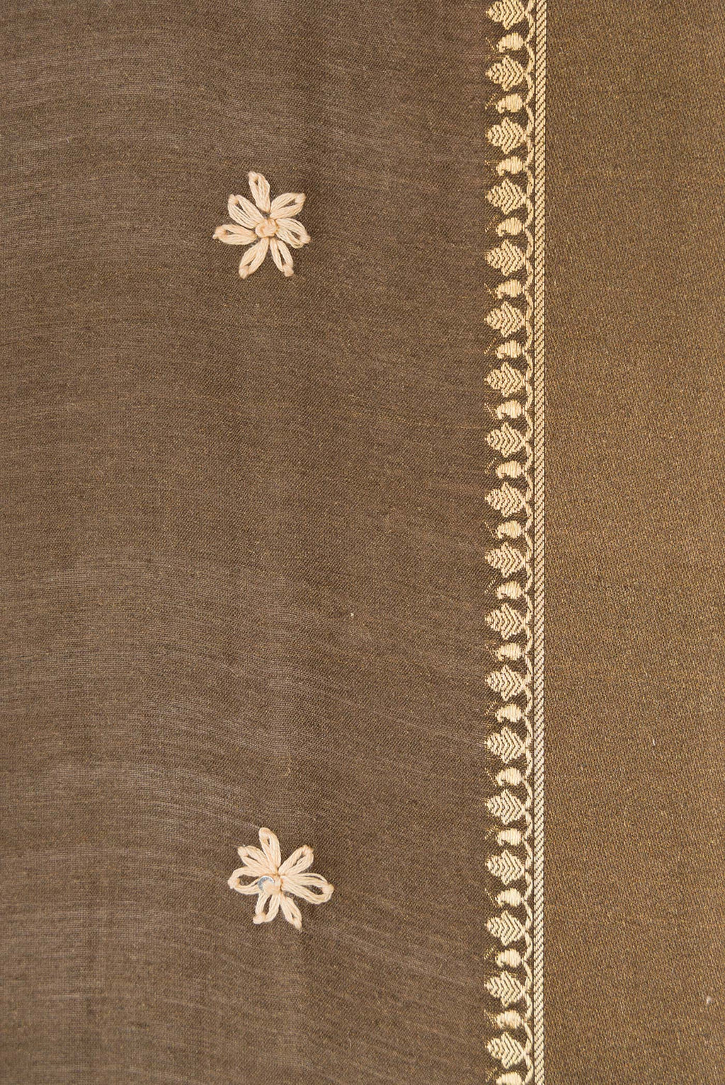 Border image of Mehandi Green Dual Tone Tussar Silk Saree with Embroidery on the body and Thin Zari Line. 