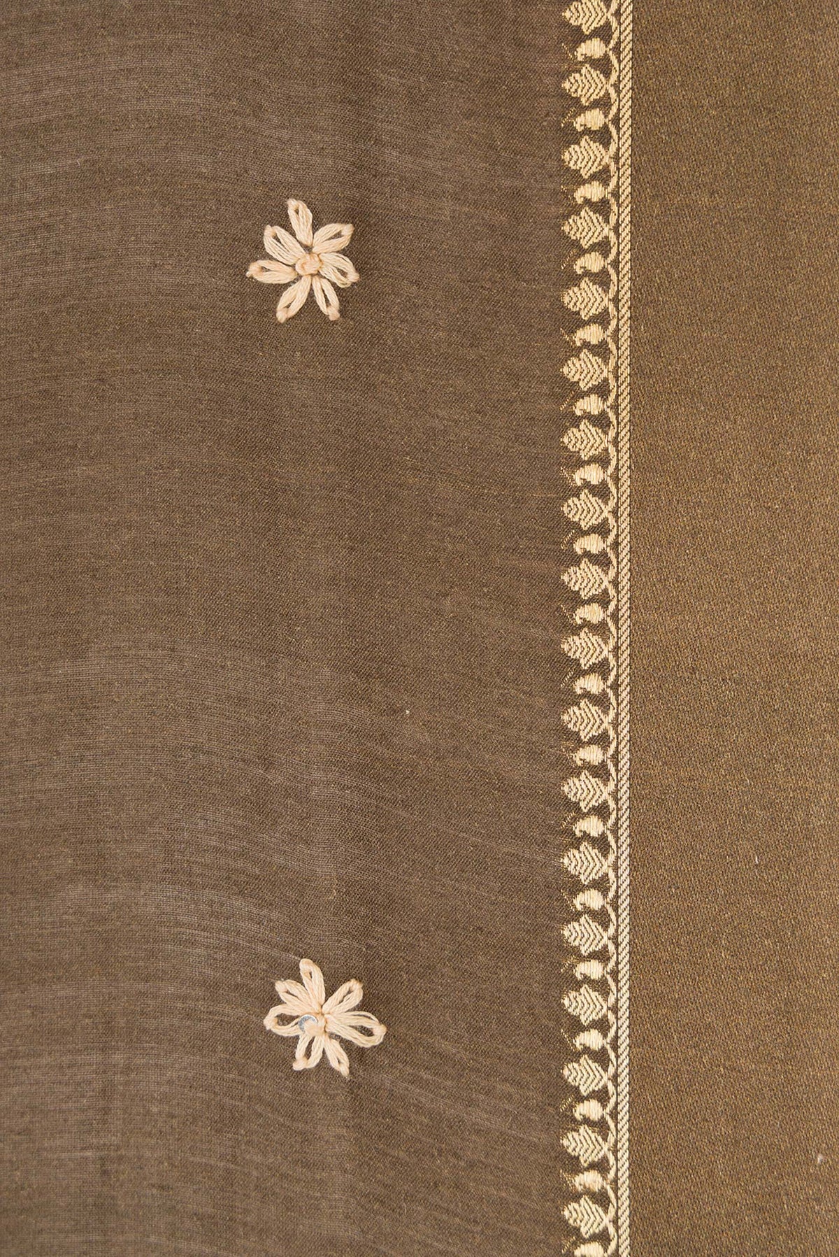 Border image of Mehandi Green Dual Tone Tussar Silk Saree with Embroidery on the body and Thin Zari Line. 