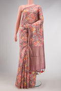Pink Dual Tone Tussar Silk Saree with Printed design on the body and Plain Border displayed on a mannequin
