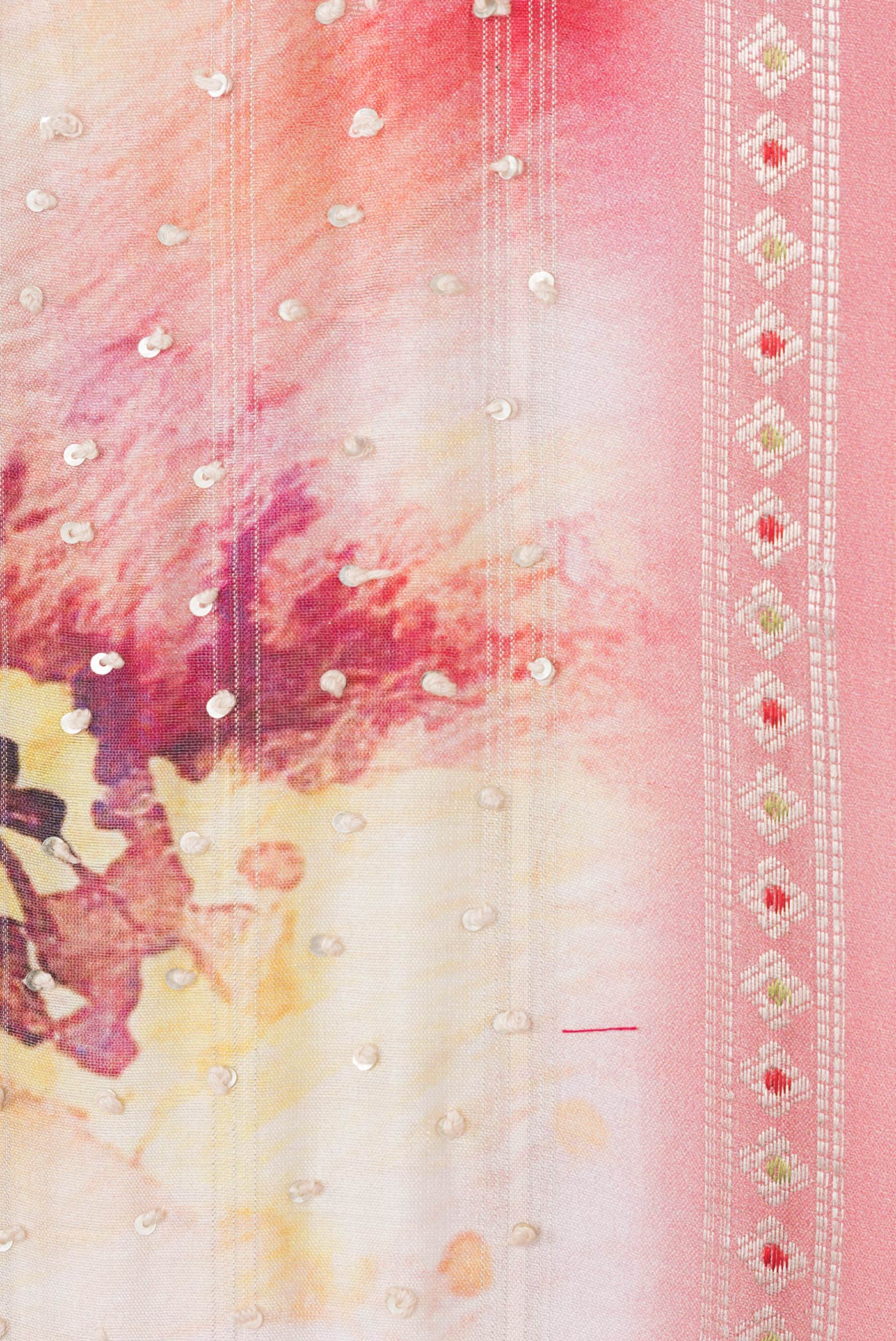 Border image of Pink Dual Tone Tussar Silk Saree with Embroidery on the body and Zari Border. 