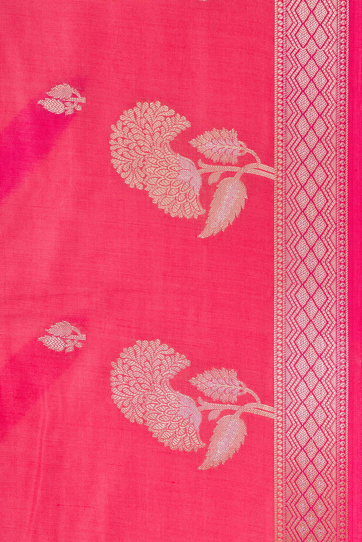 Border image of Pink Dual Tone Tussar Silk Saree with Zari Butta on the body and Zari Border. 