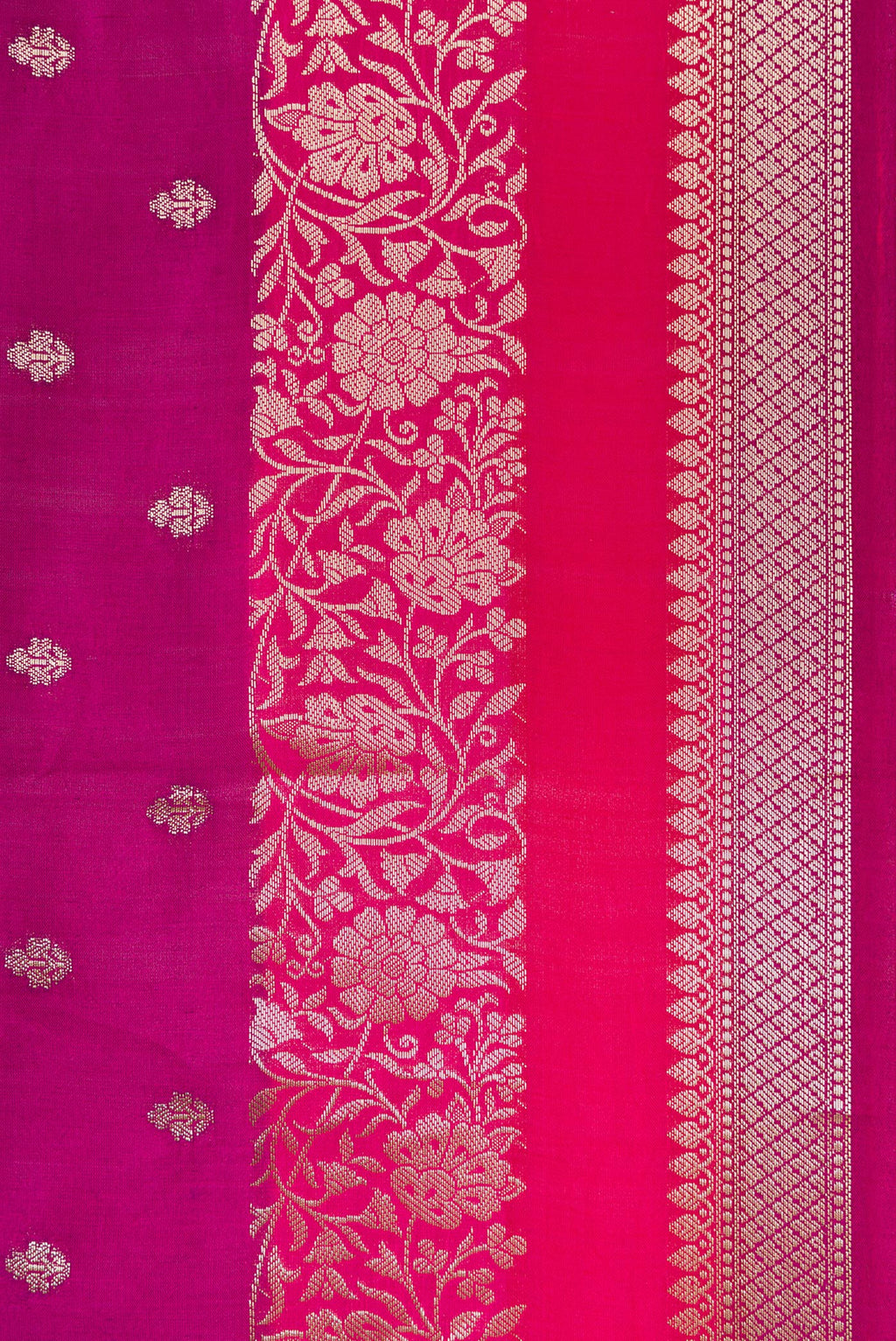 Border image of Purple and Maroon Color Tussar Silk Saree with Zari Butta on the body and Zari Border. 