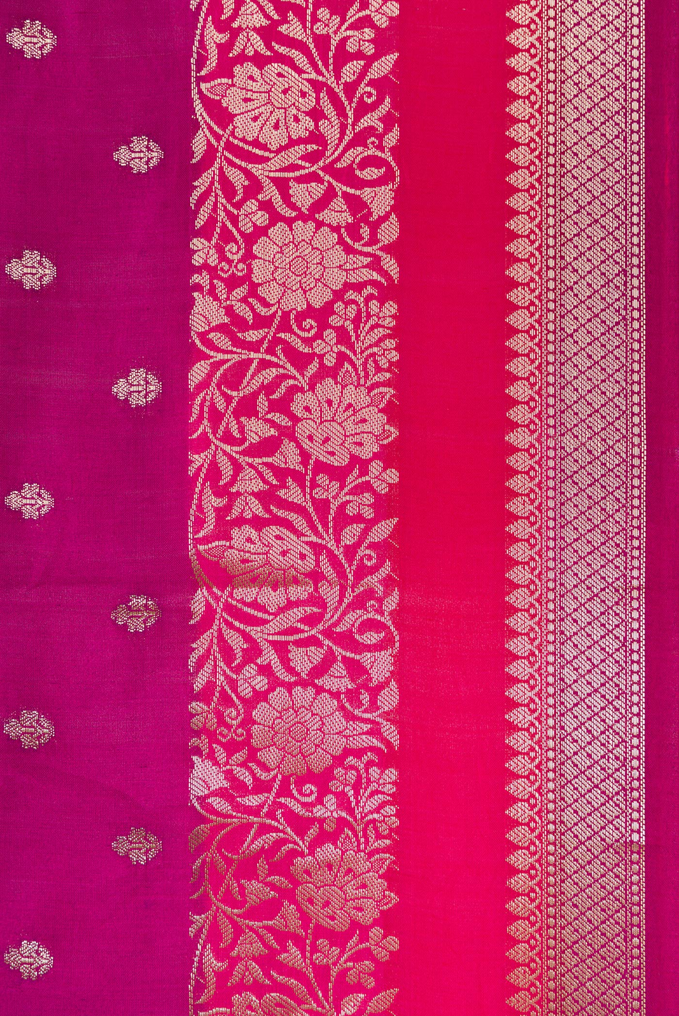 Border image of Purple and Maroon Color Tussar Silk Saree with Zari Butta on the body and Zari Border. 