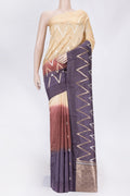 Multi Color Tussar Saree with Zari Brocade on the body and Plain Border displayed on a mannequin