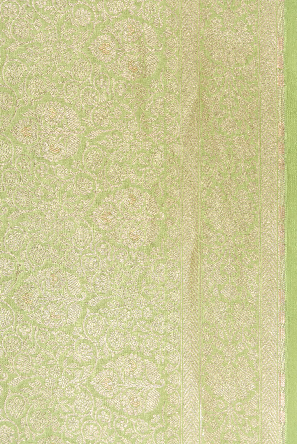 Border image of Pista Green Dual Tone Banarasi Silk Saree with Zari Brocade on the body and Zari Border. 