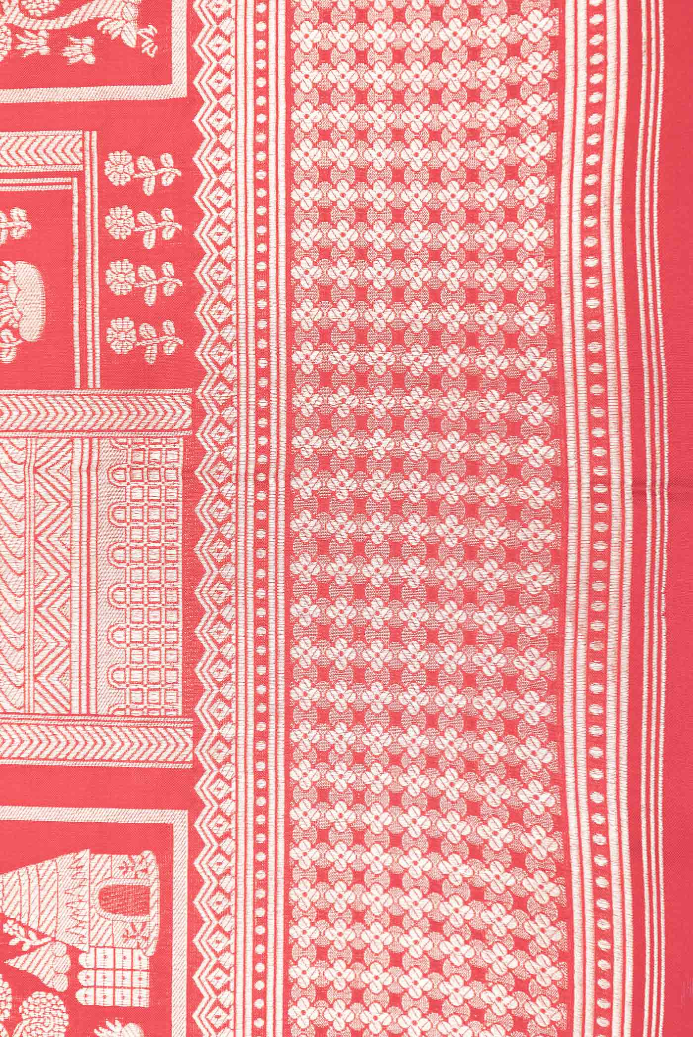 Border image of Red Dual Tone Banarasi Saree with Zari Brocade on the body and Zari Border