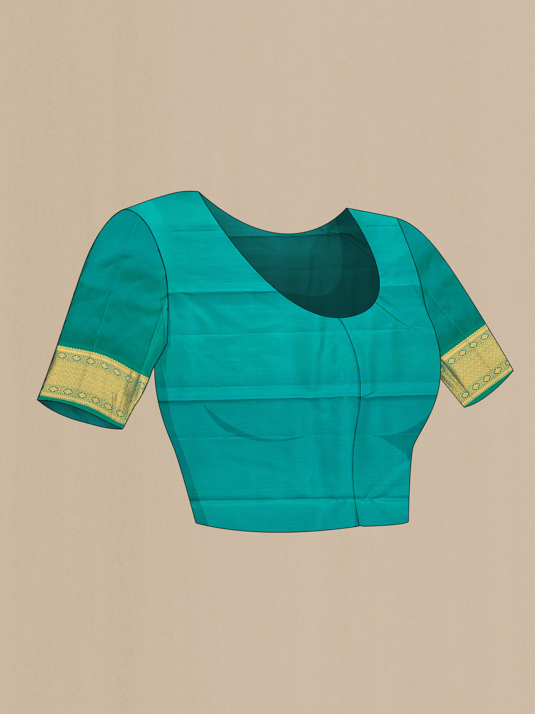 Close up image of the blouse of Pink Dual Tone Kanchipuram Silk Saree with Zari Butta on the body and Zari Border. 