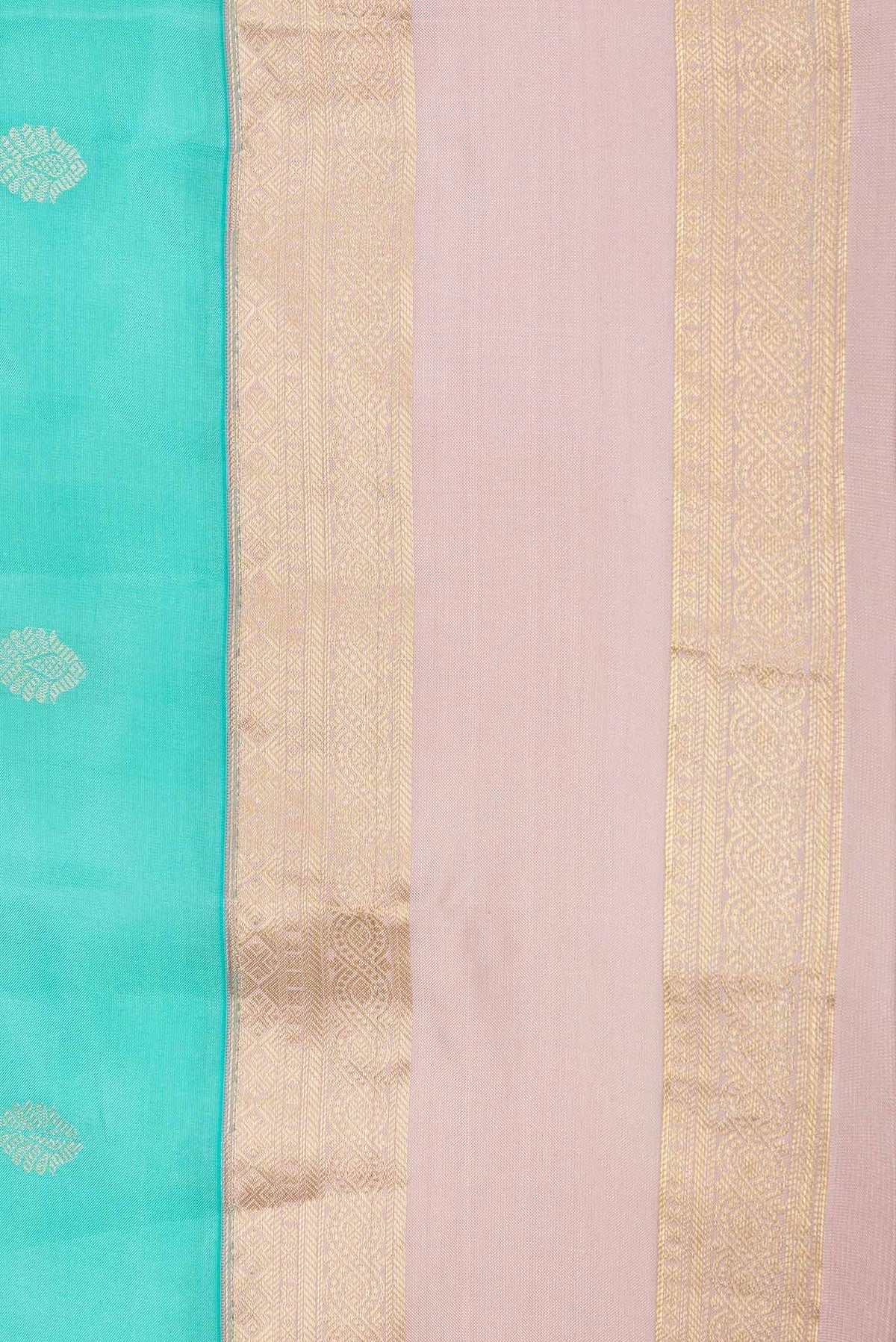 Border image of Sea Green Dual Tone Kanchipuram Saree with Zari Butta on the body and Zari Border