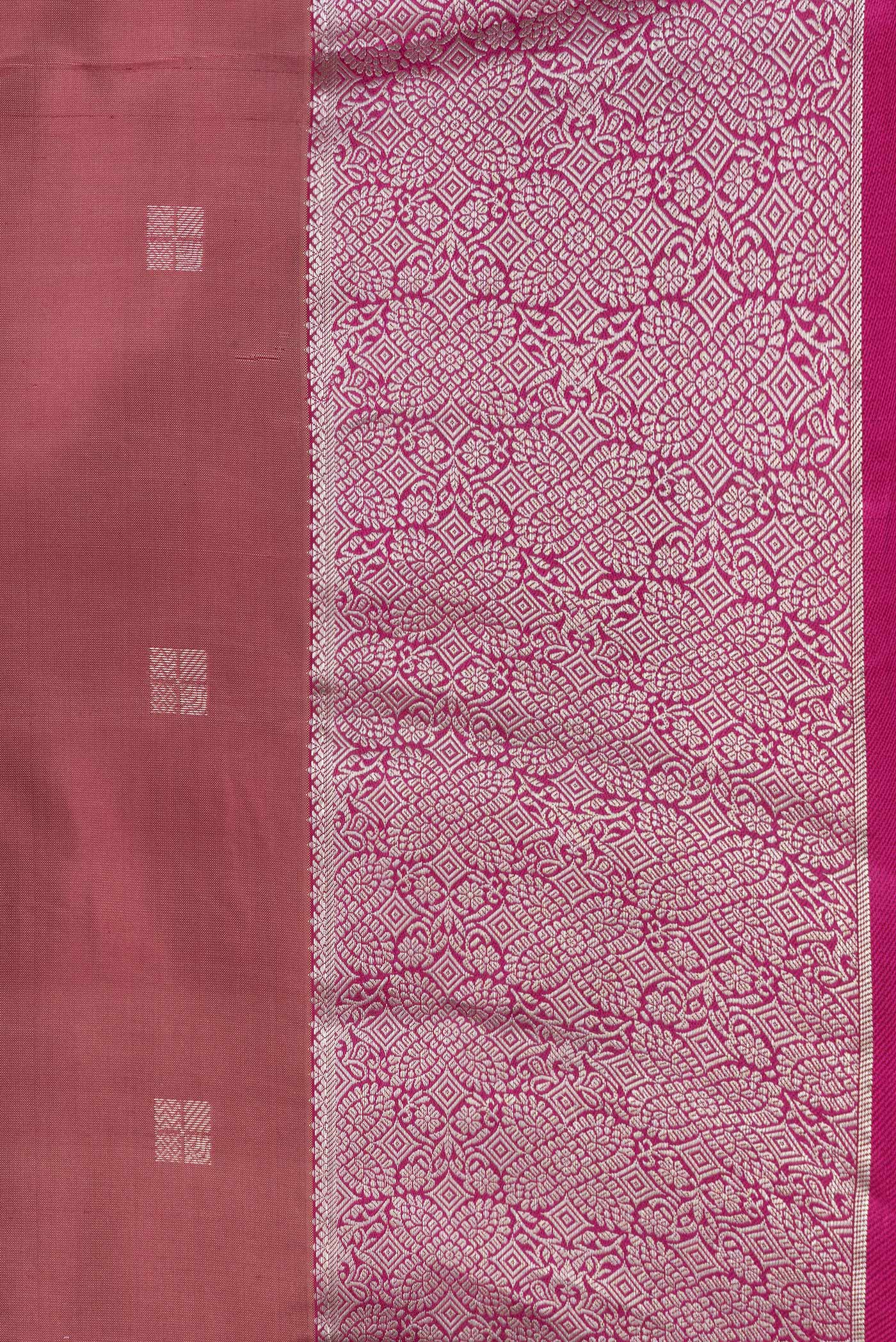 Border image of Brown Dual Tone Kanchipuram Silk Saree with Zari Butta on the body and Zari Border. 