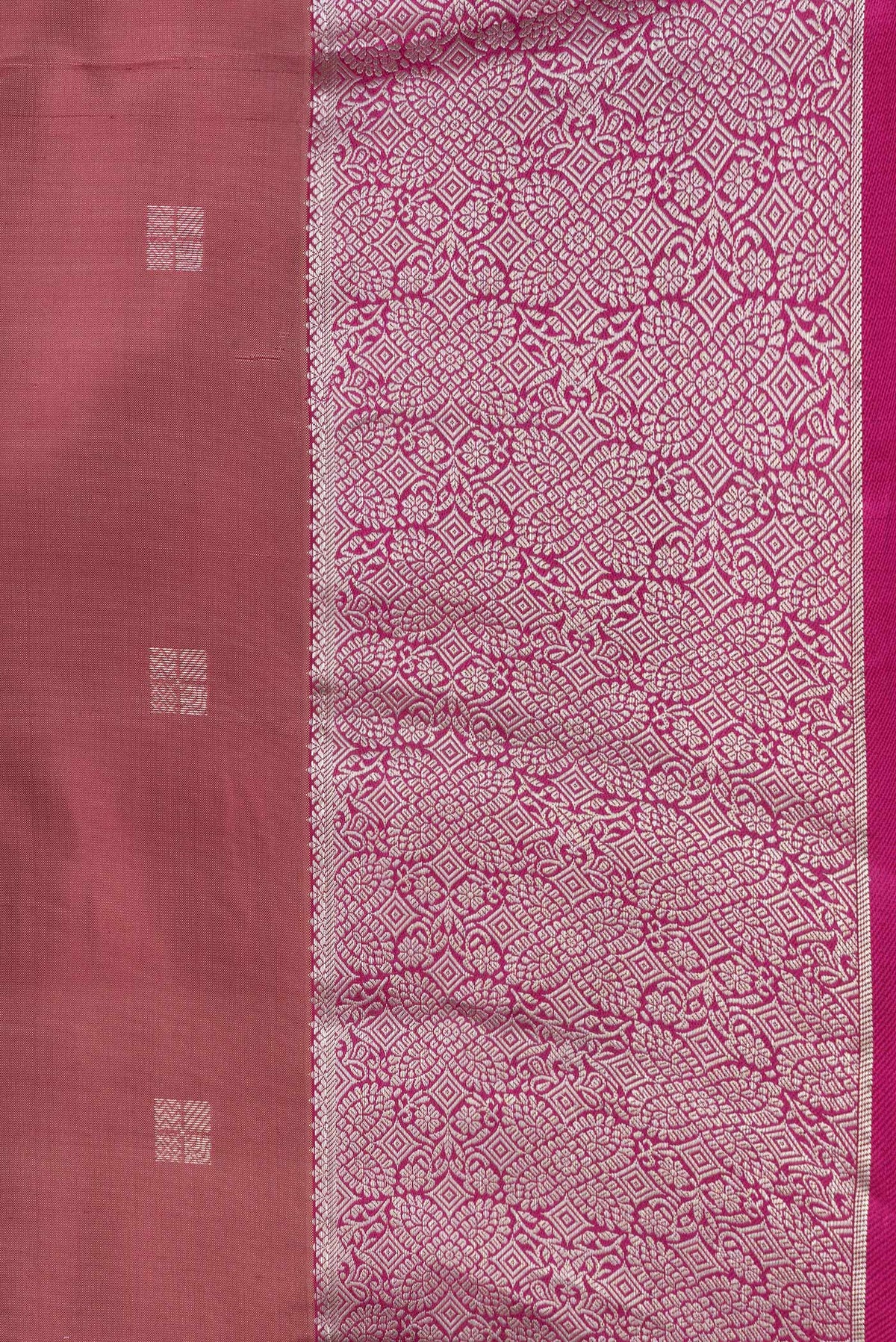 Border image of Brown Dual Tone Kanchipuram Silk Saree with Zari Butta on the body and Zari Border. 