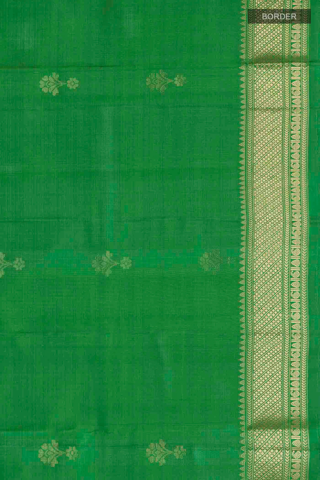 Border image of Green Soft Silk Saree with Zari Butta on the body and Zari Border