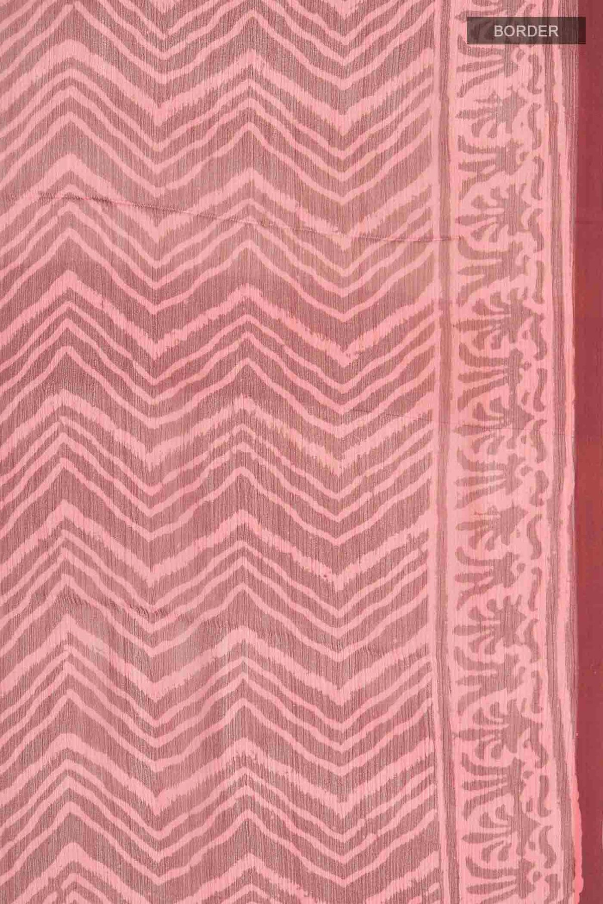 Border image of Bronze Mysore Chiffon Saree with Printed design on the body and Plain Border