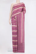Pure Silk Pink Dual Tone Chanderi Saree with Printed design on the body and Embroidery Border.  displayed on a mannequin