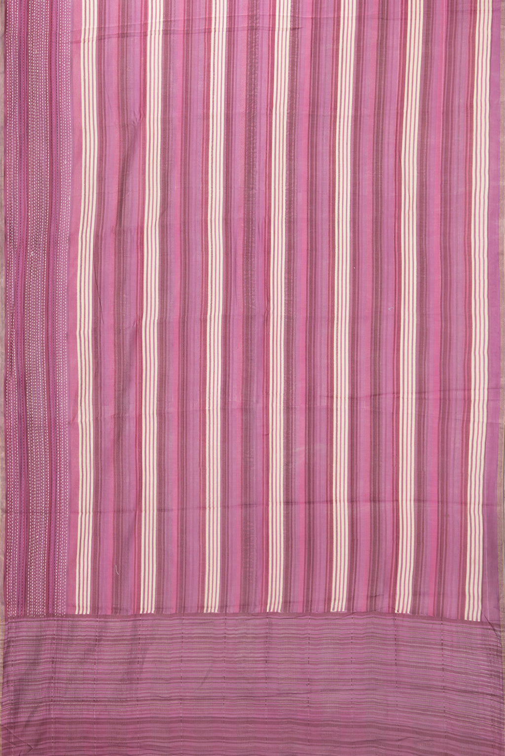 Flat view of Pure Silk Pink Dual Tone Chanderi Saree with Printed design on the body and Embroidery Border. 