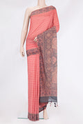 Pure Silk Pink Dual Tone Chanderi Saree with Printed design on the body and Printed Border.  displayed on a mannequin