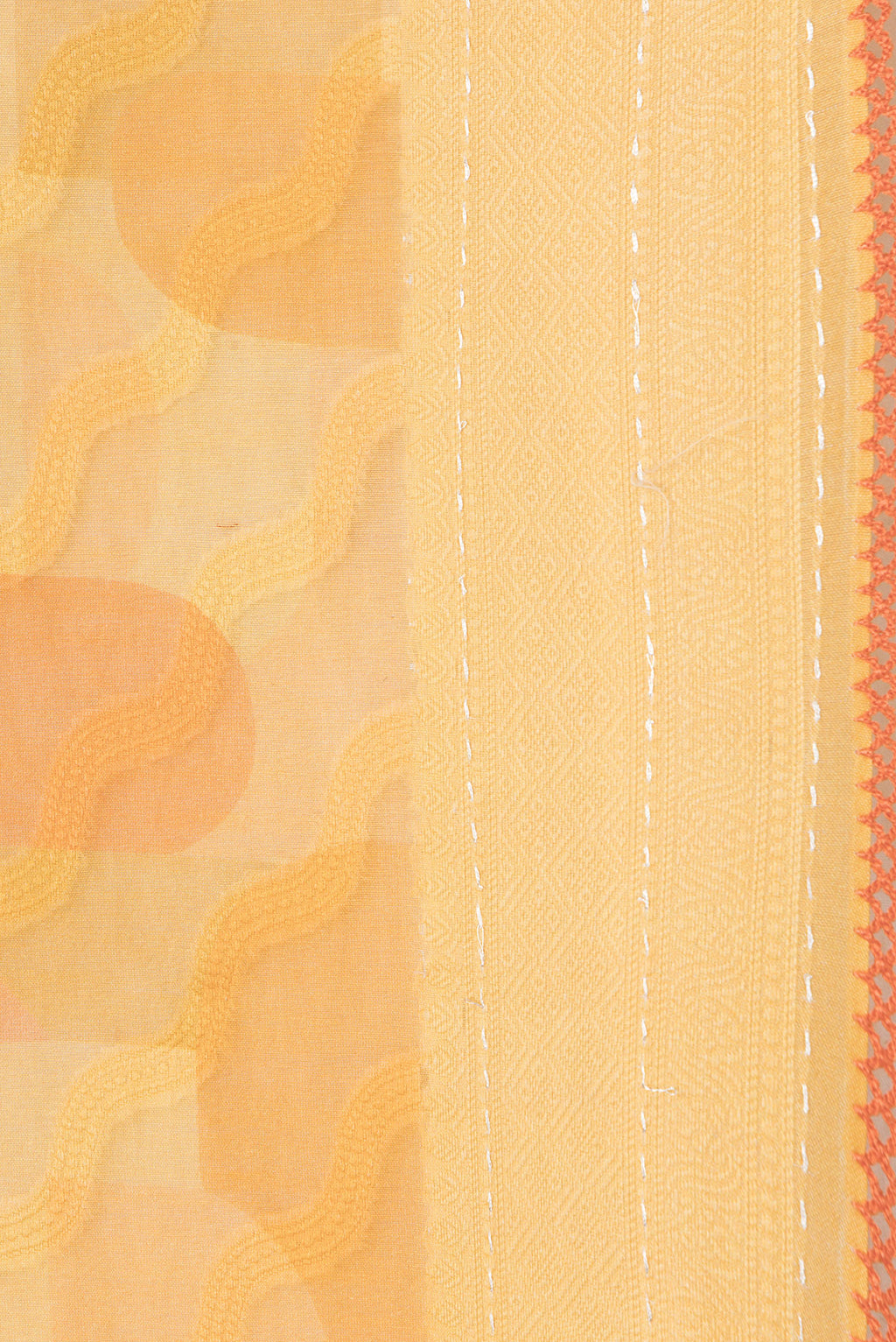 Border image of Orange Dual Tone Chanderi Silk Saree with Thread Butta on the body and Zari And Thread Border. 
