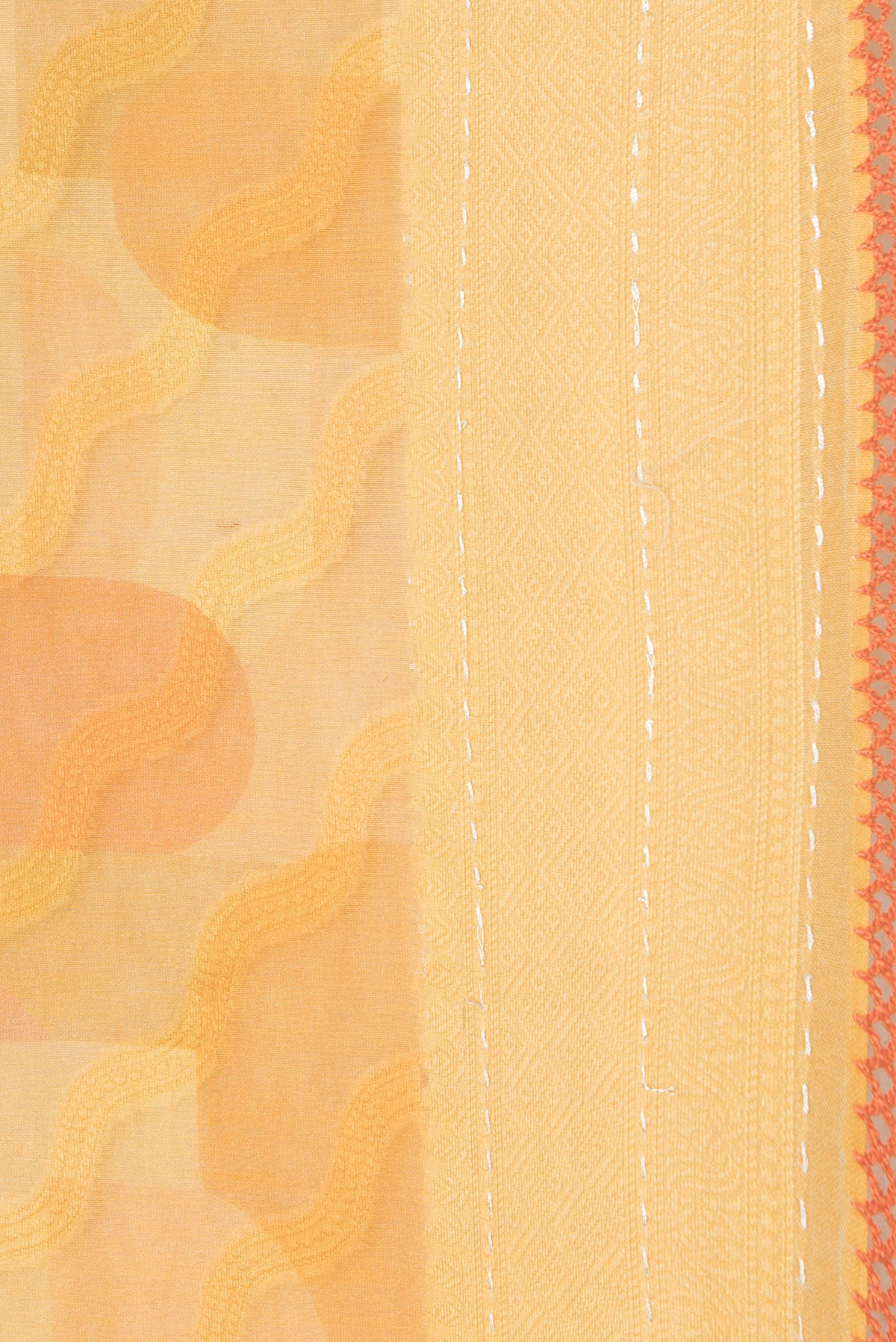 Border image of Orange Dual Tone Chanderi Silk Saree with Thread Butta on the body and Zari And Thread Border. 