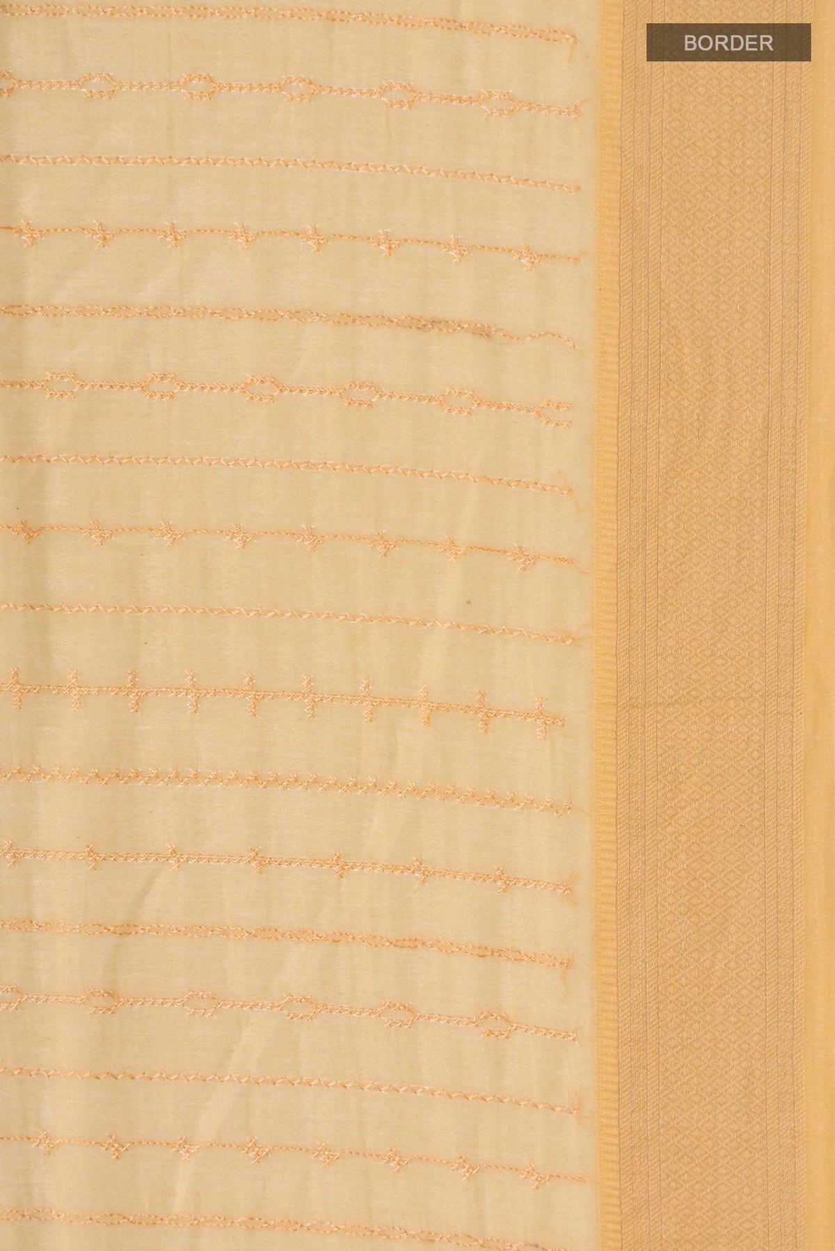 Border image of Yellow Linen Cotton Saree with Stripes on the body and Thread Border